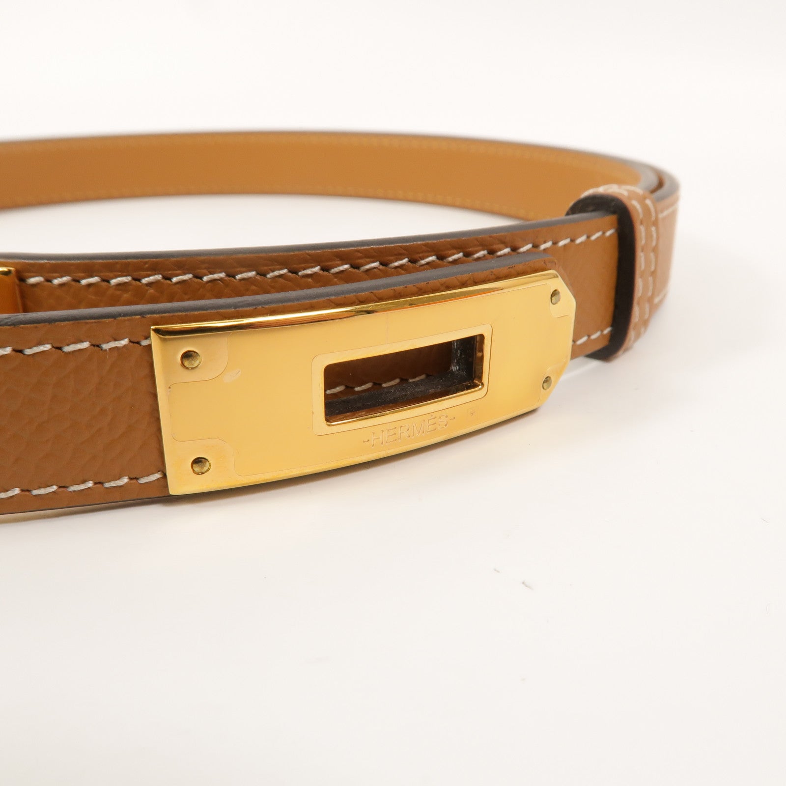 HERMES Epsom皮革Kelly Pocket 18 Belt皮帶Gold