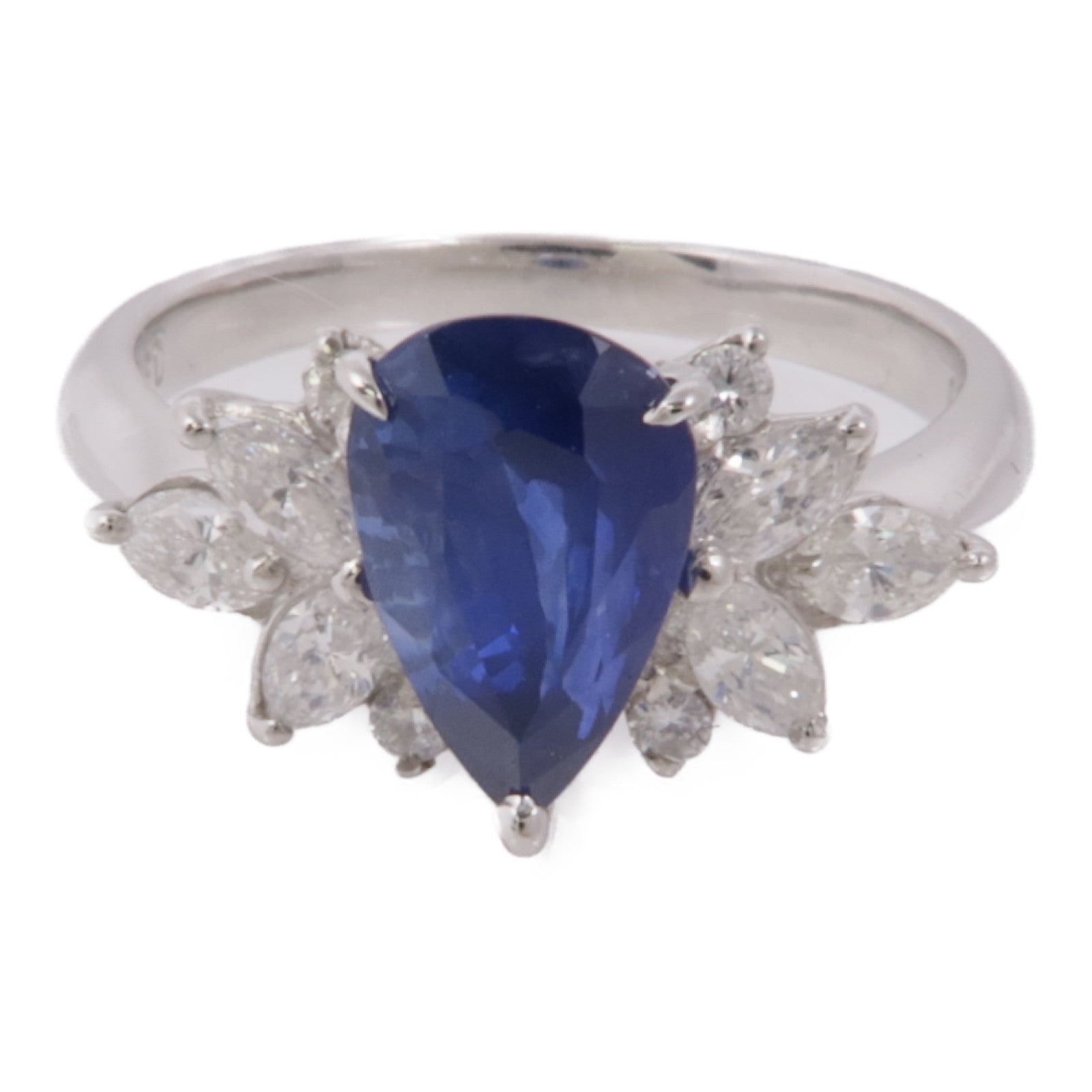 JEWELRY PT900鉑金Sapphire Diamond Ring鑽石/藍寶石戒指US#6