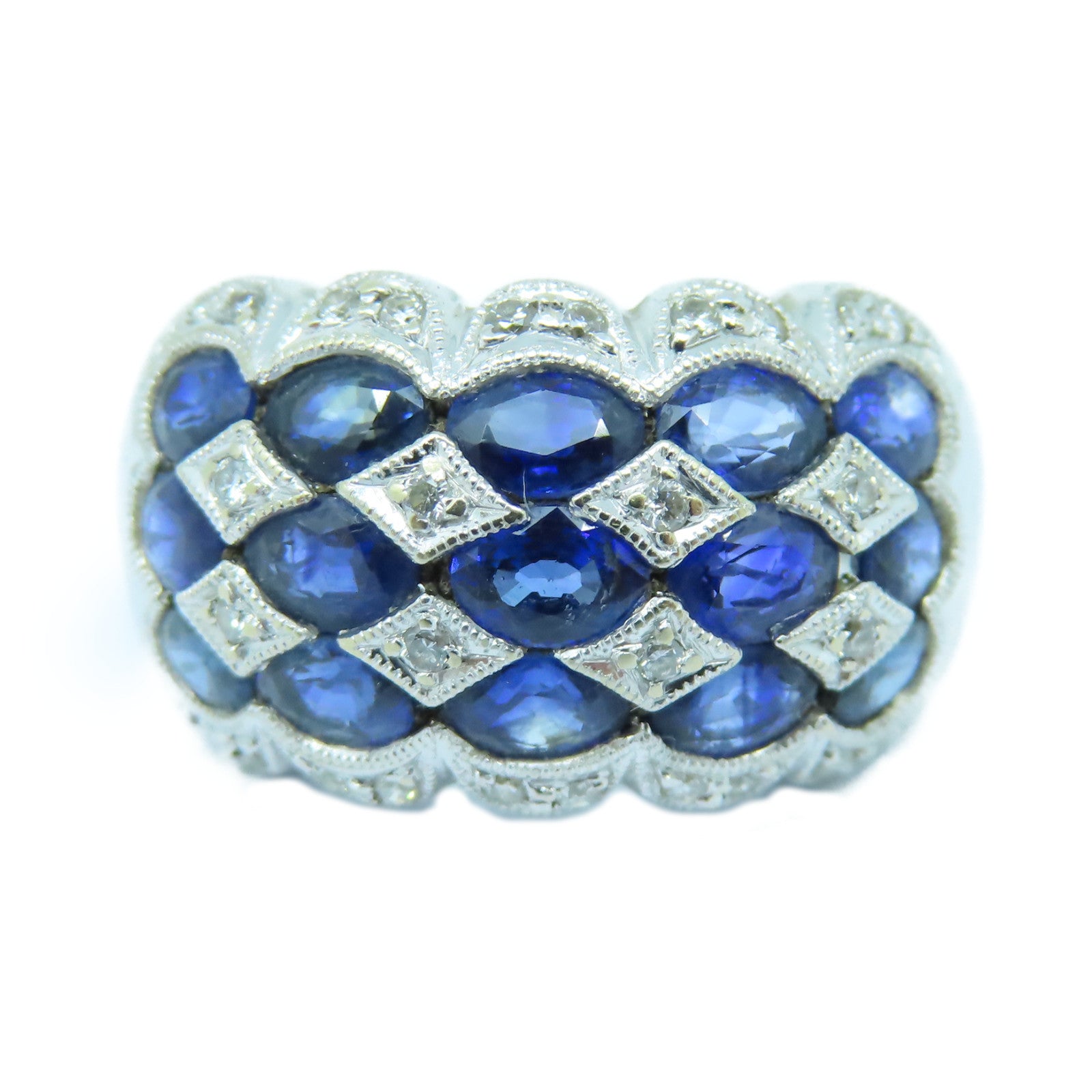 JEWELRY 【激減優惠】18K白金Sapphire Diamond Ring鑽石/藍寶石戒指US#7