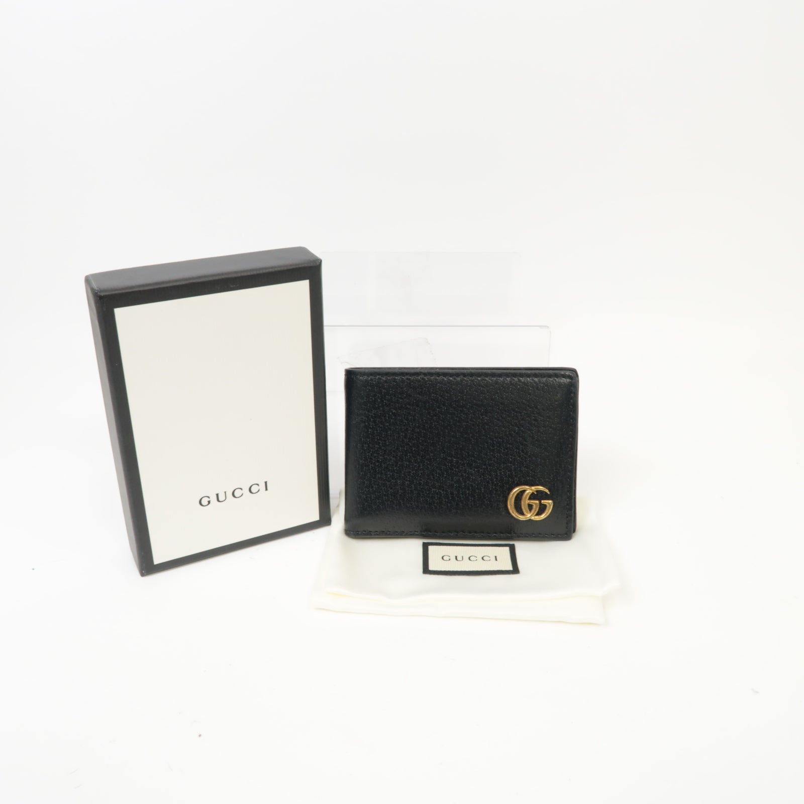 GUCCI 【激減優惠】牛皮皮革Wallet金扣錢包黒色