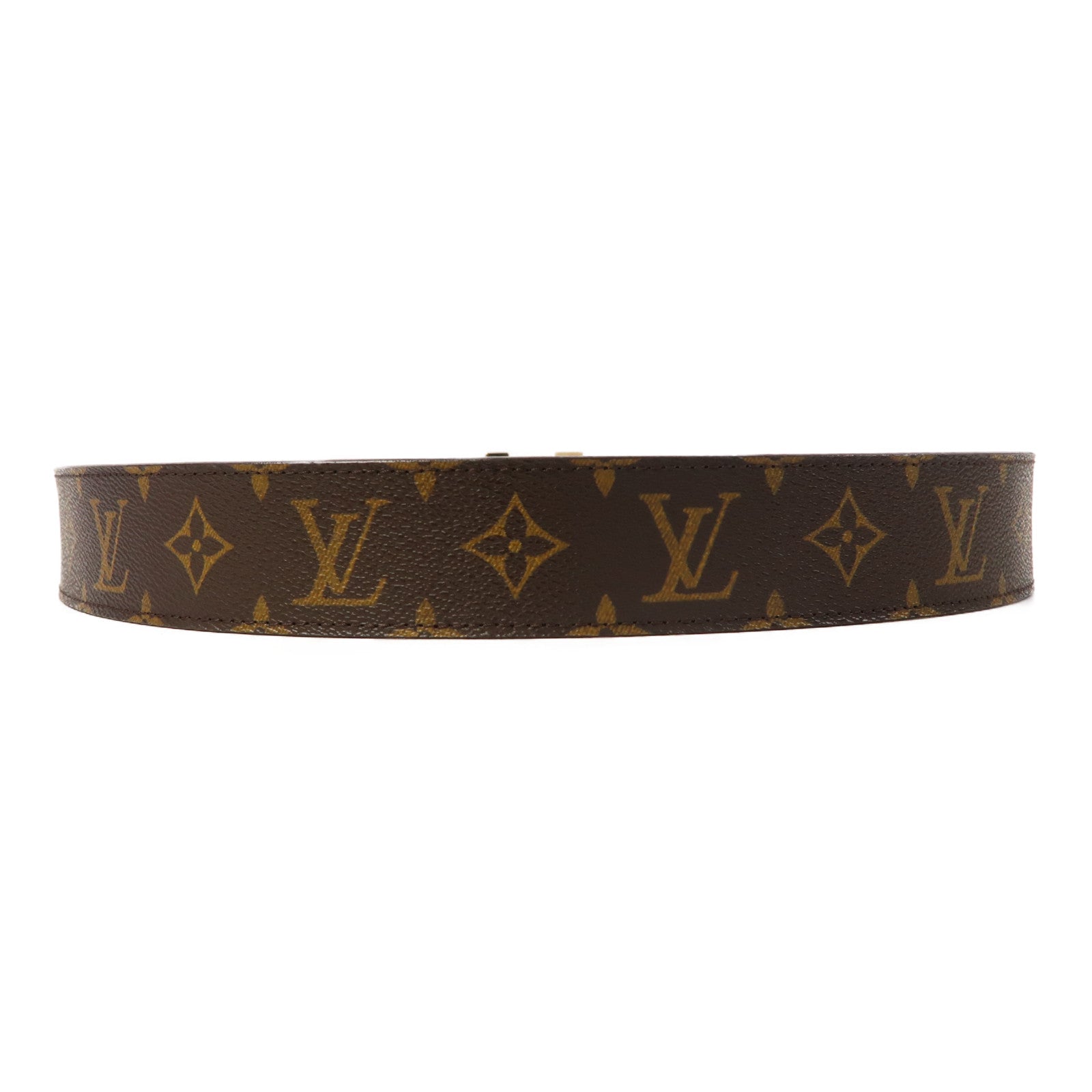 LOUIS VUITTON Monogram Belt金扣皮帶啡色