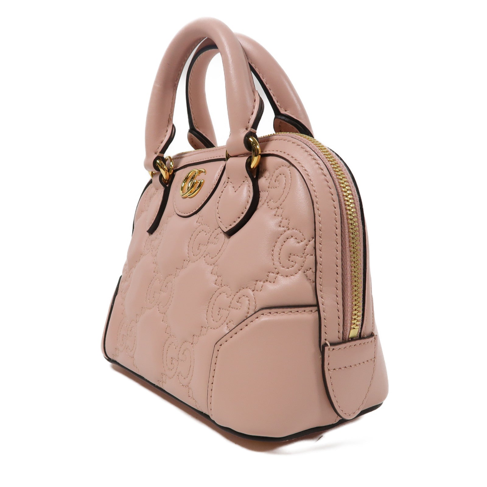 GUCCI 牛皮皮革Shoulder Bag金扣手挽肩背兩用袋粉紅色