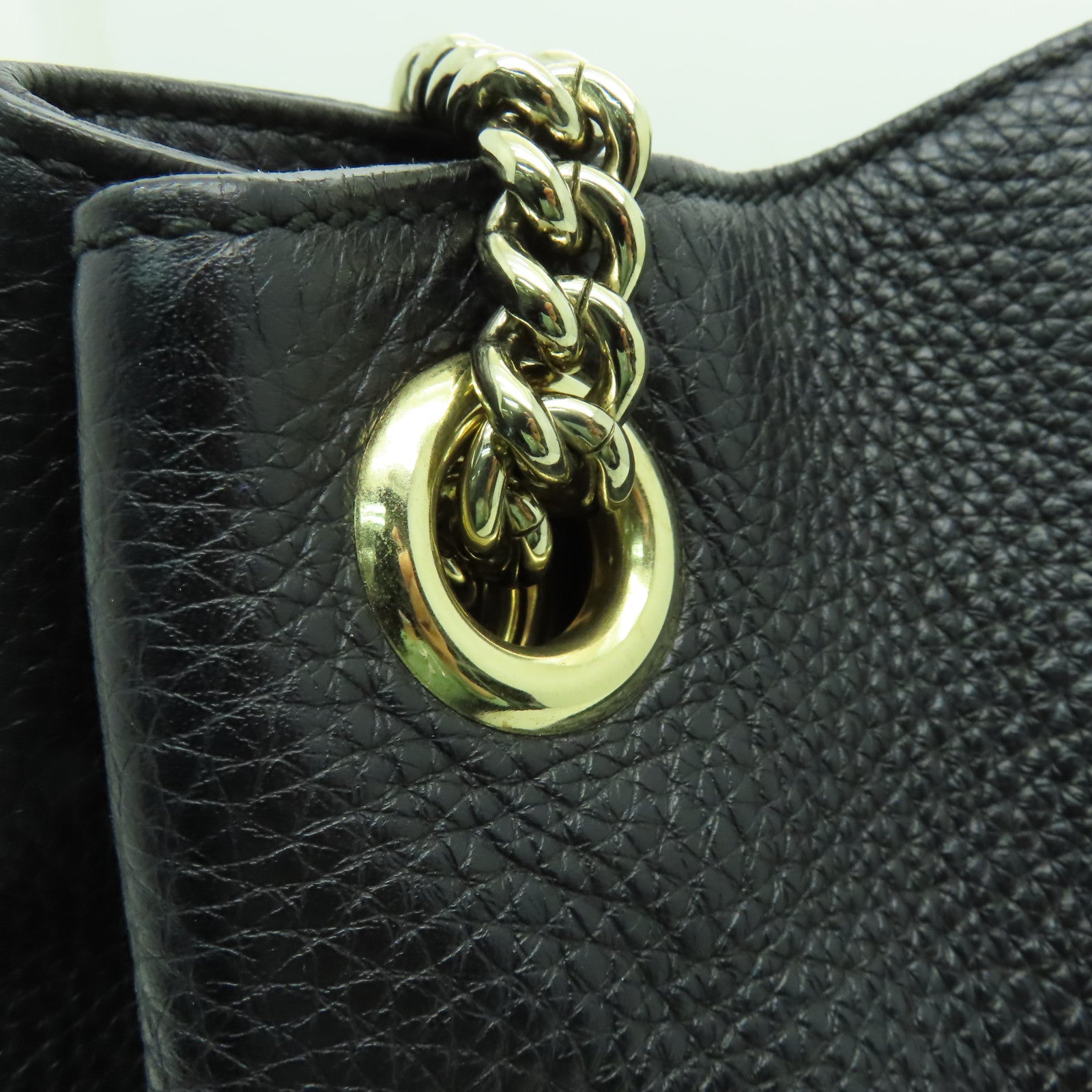 GUCCI 牛皮皮革Chain Shoulder Bag金扣鏈帶肩背袋黒色