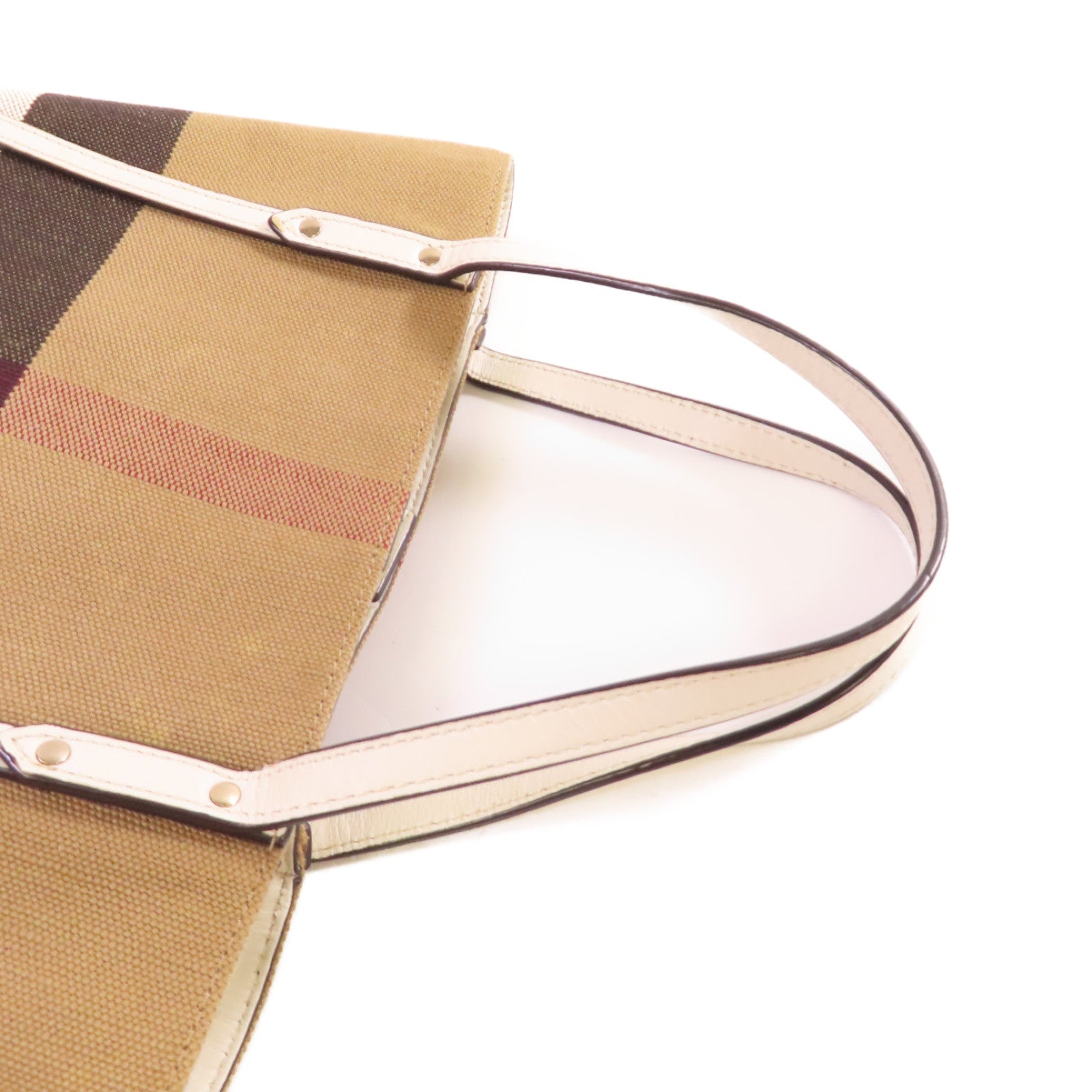 BURBERRY 帆布Hand Bag銀扣手挽袋啡色/白色