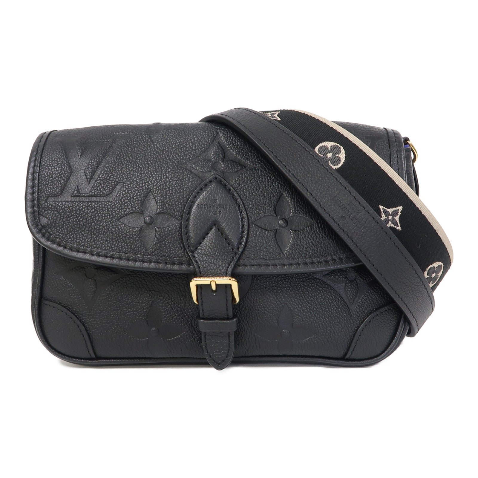 LOUIS VUITTON Monogram Empreinte Diane金扣肩背袋黑色