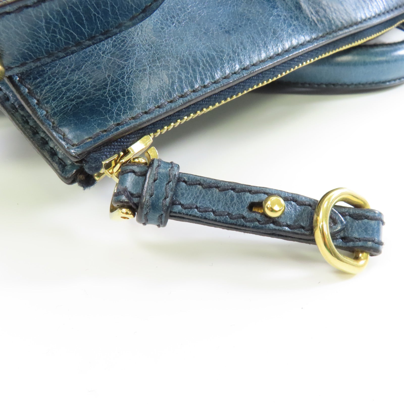 Miu Miu 牛皮皮革2 Way Shoulder金扣手挽肩背兩用袋藍色
