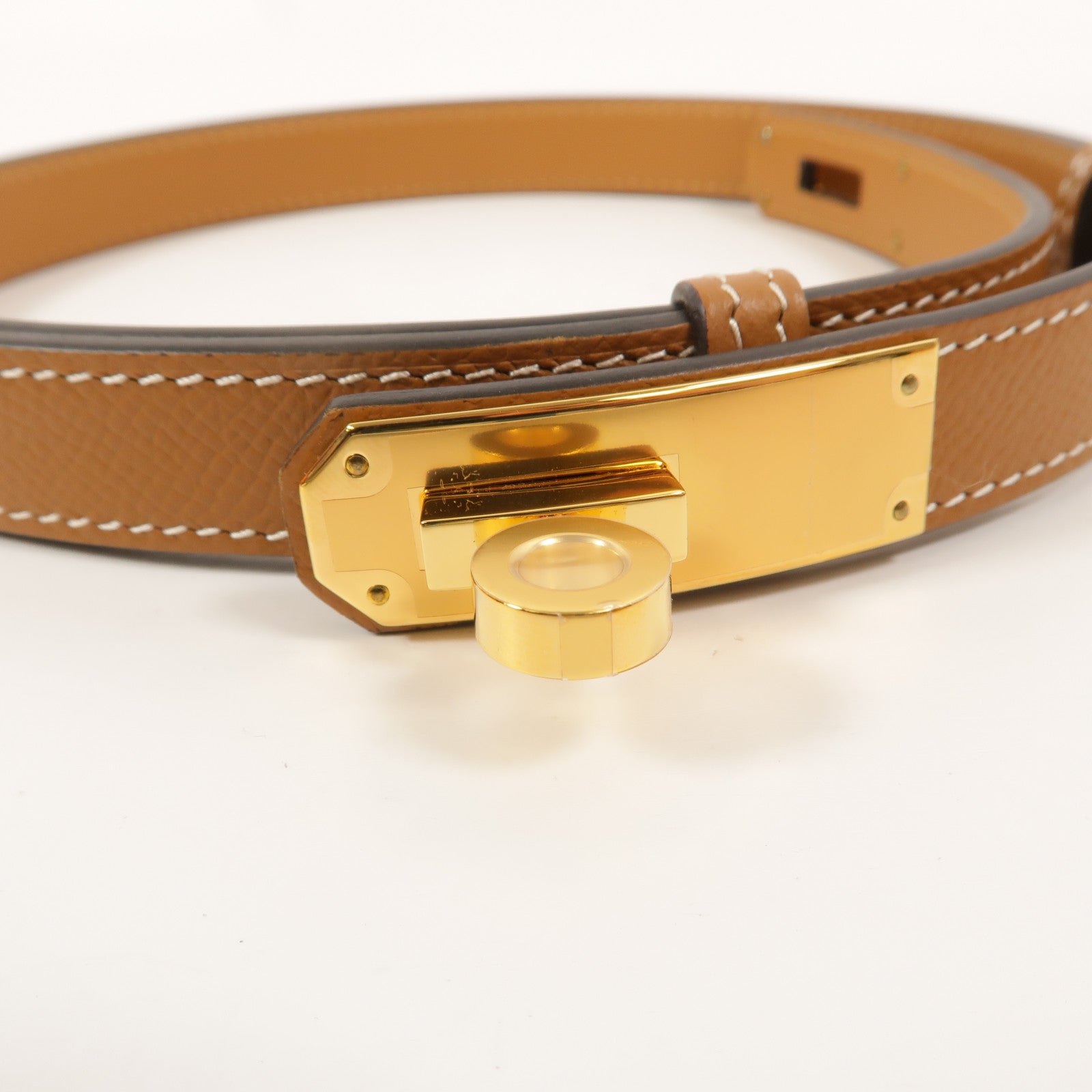 HERMES Epsom皮革Kelly Pocket 18 Belt皮帶Gold