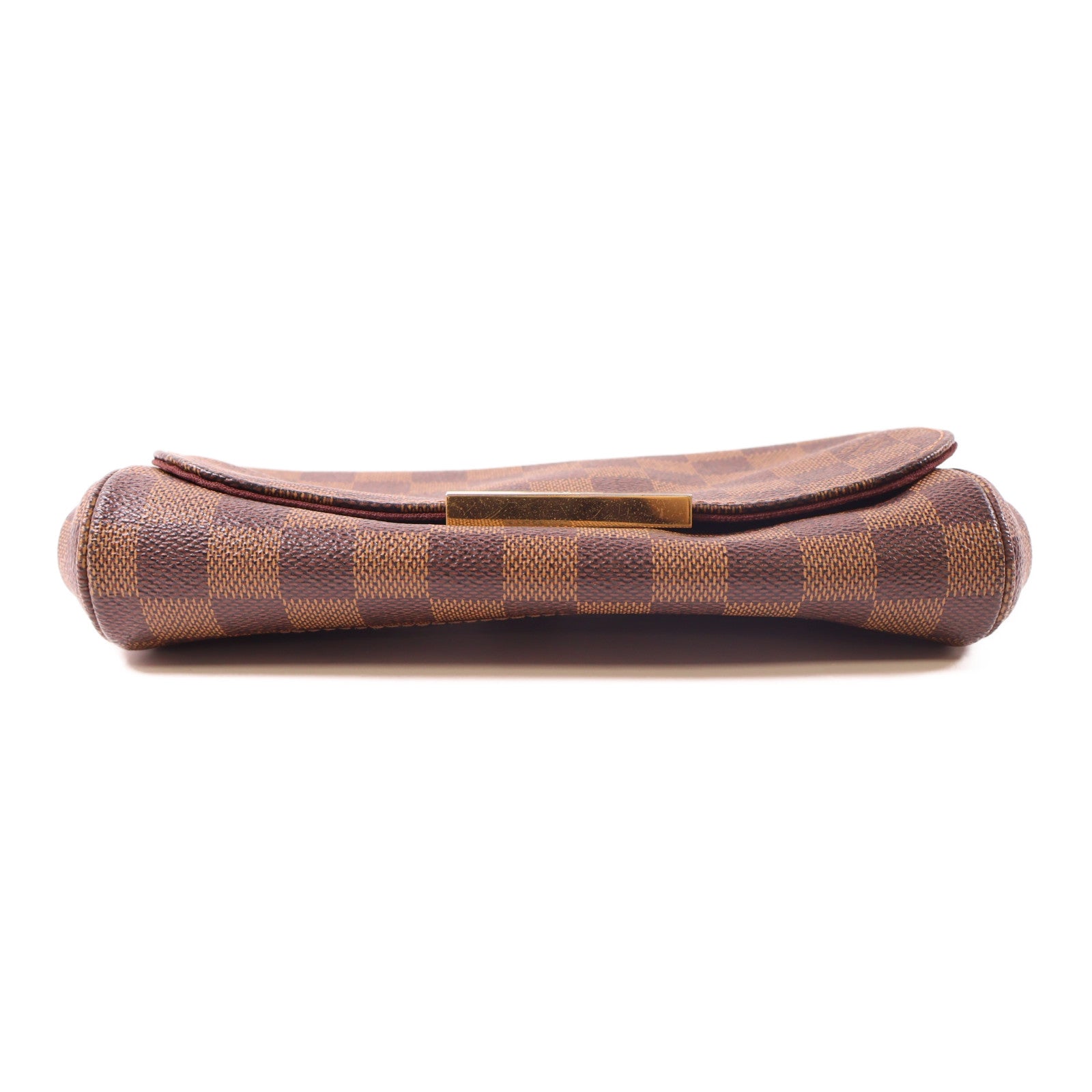 LOUIS VUITTON Damier Favorite MM金扣手挽肩背兩用袋棕色