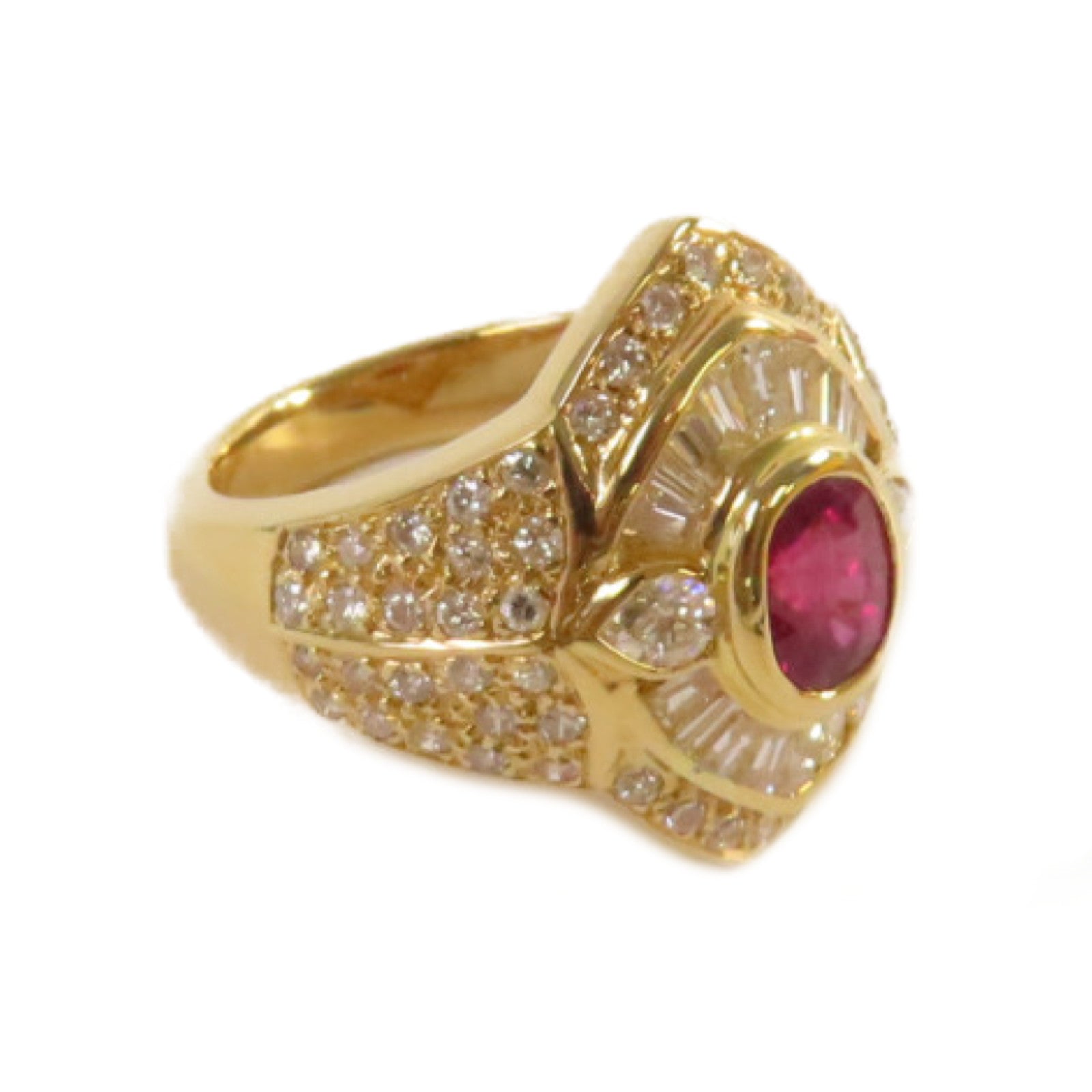JEWELRY 【激減優惠】18K黃金/1.28ct紅寶石/1.51ct鑽石Ruby Ring戒指US#6.75