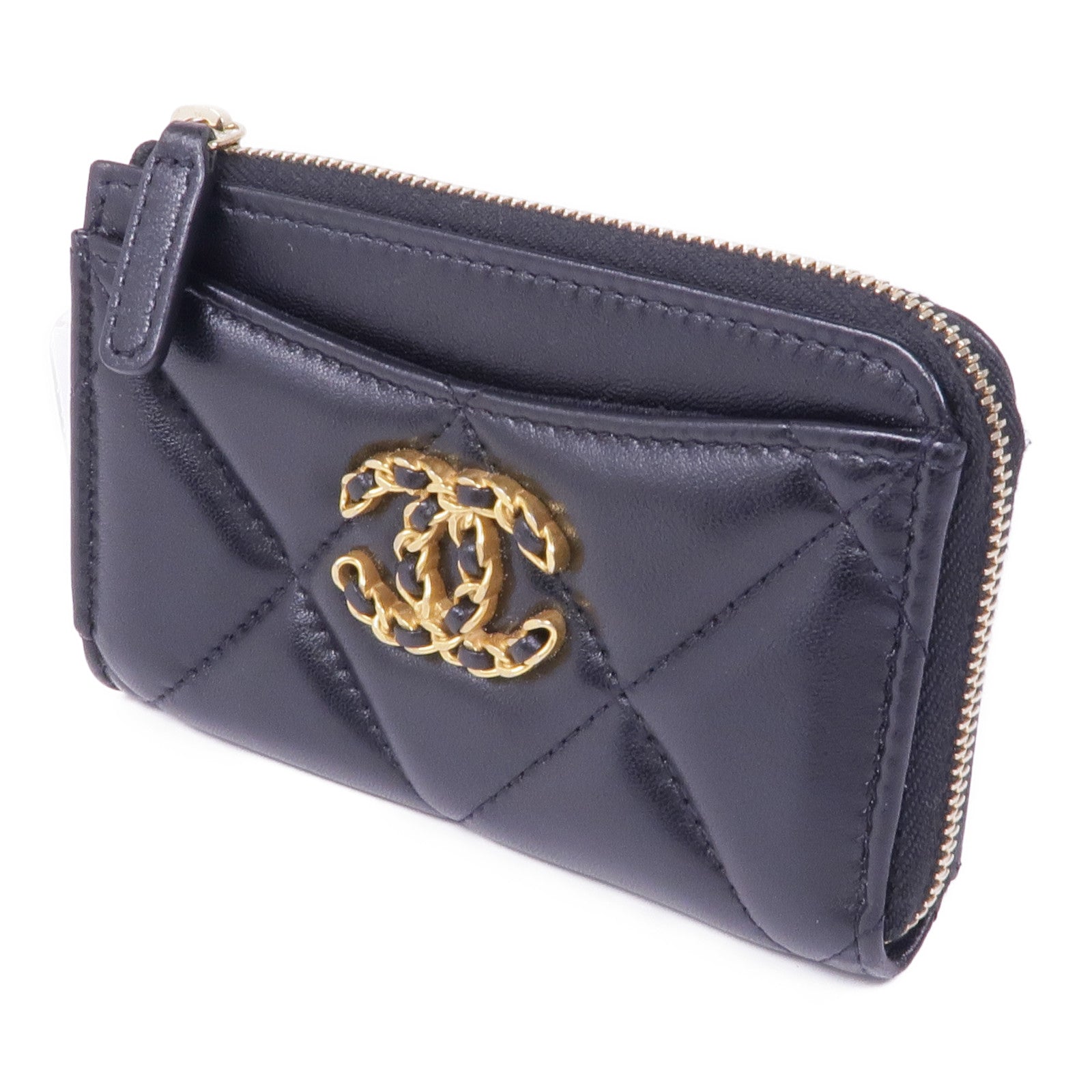 CHANEL 羊皮皮革C19 Card Case金扣卡片套