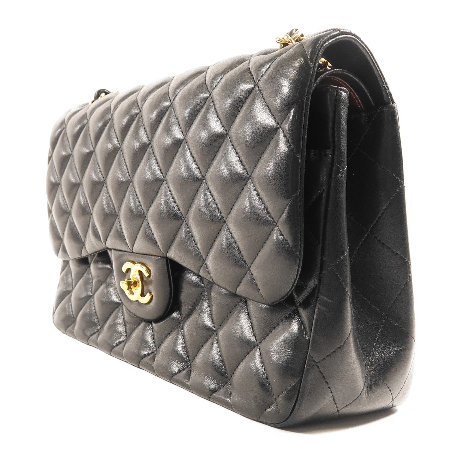 CHANEL 羊皮皮革Large Classic金扣鏈帶肩背袋