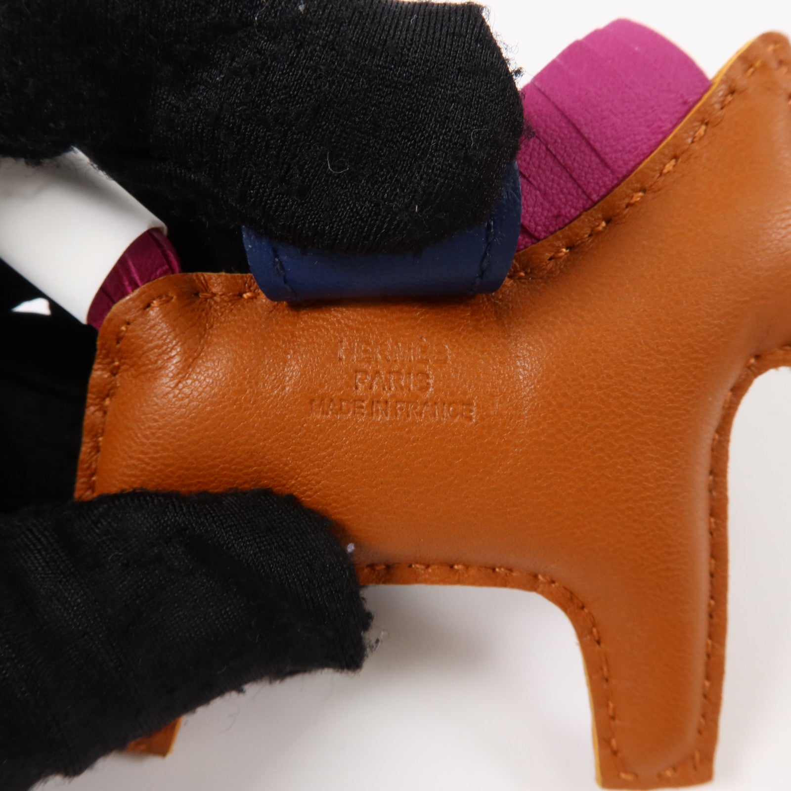 HERMES Milo皮革Rodeo PM掛飾Gold/Bleu Saphir/Rose Purple