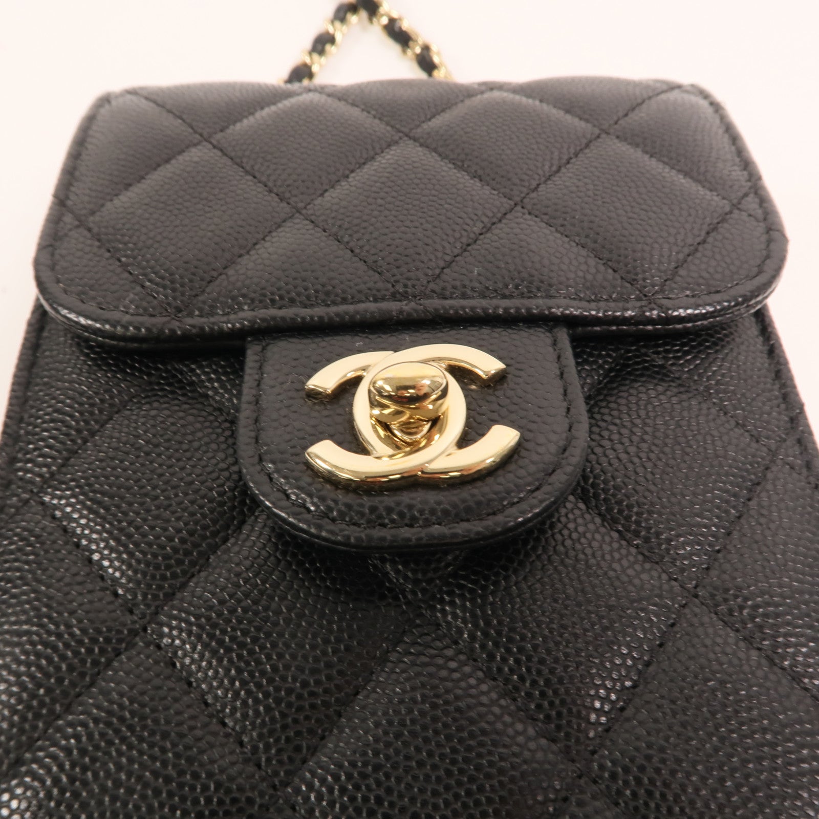 CHANEL 【激減優惠】牛皮皮革Phone Bag金扣鏈帶肩背袋