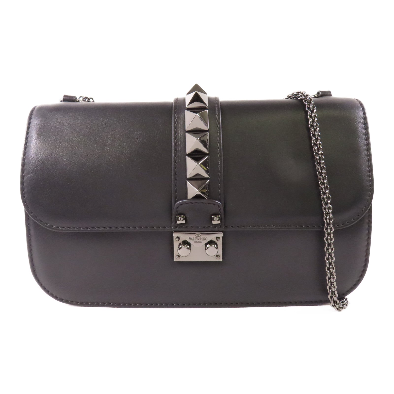 Valentino 【激減優惠】牛皮皮革Glam Lock Shoulder Bag鏈帶肩背袋