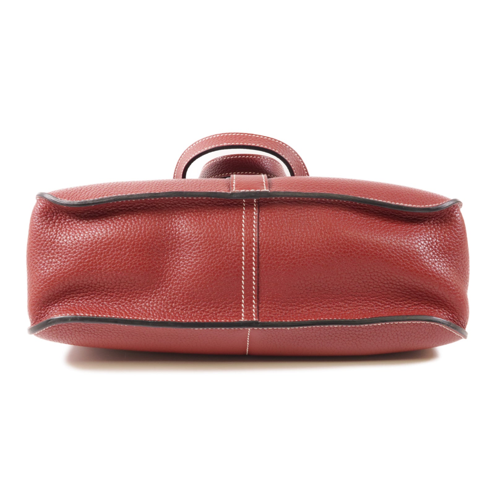 HERMES Clemence皮革Halzan 31銀扣手挽肩背兩用袋Rouge H紅色