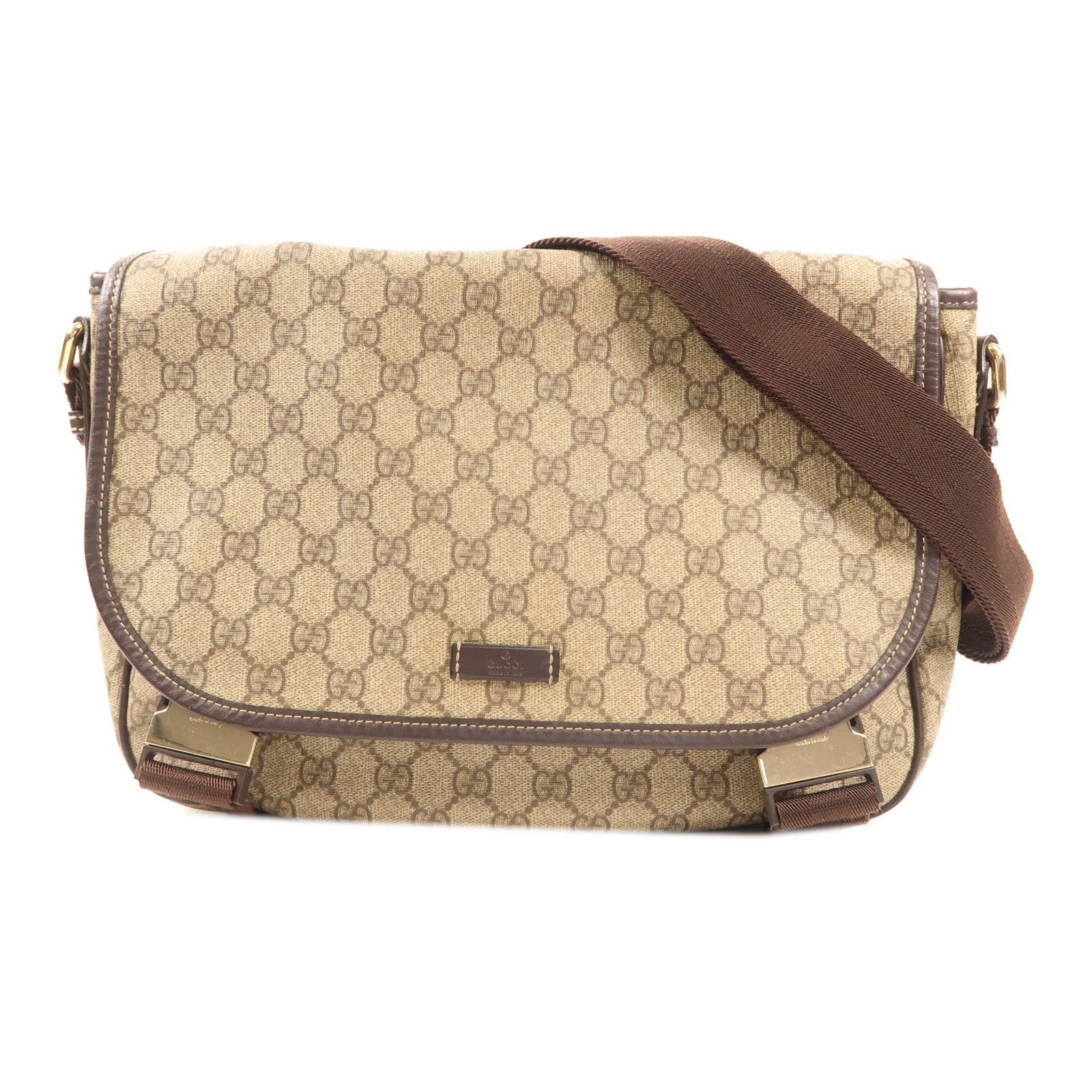 GUCCI 塗層帆布Shoulder Bag金扣肩背袋