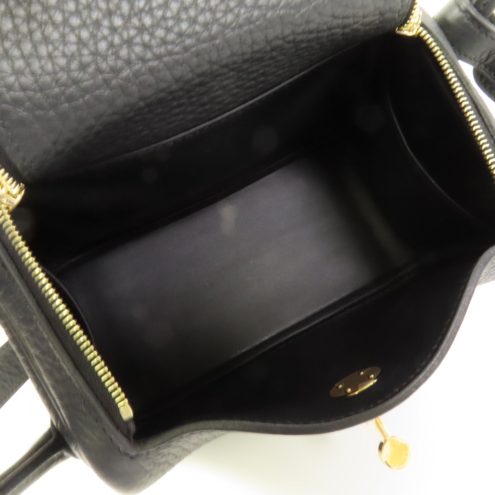 HERMES Clemence皮革Mini Lindy金扣手挽肩背兩用袋Noir