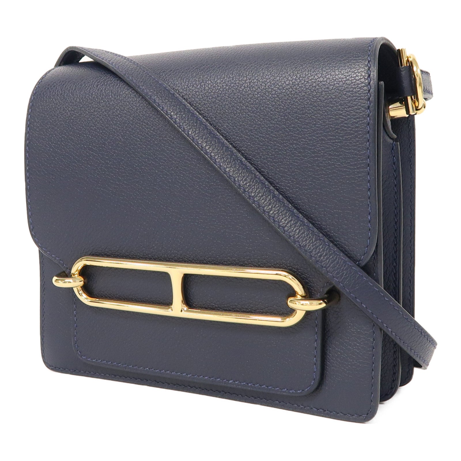 HERMES 【激減優惠】Evercolor皮革Mini Roulis金扣肩背袋夜空深藍色