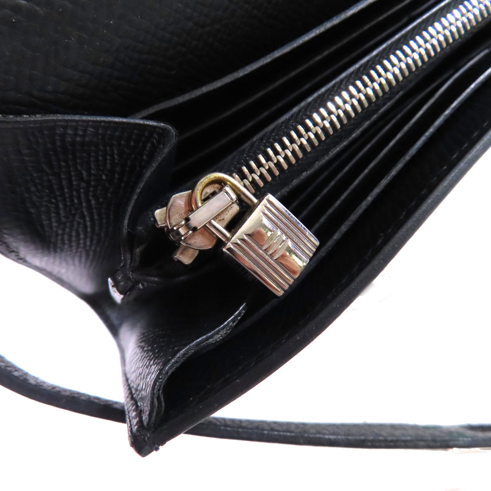 HERMES Epsom皮革Kelly Wallet銀扣長錢包黑色