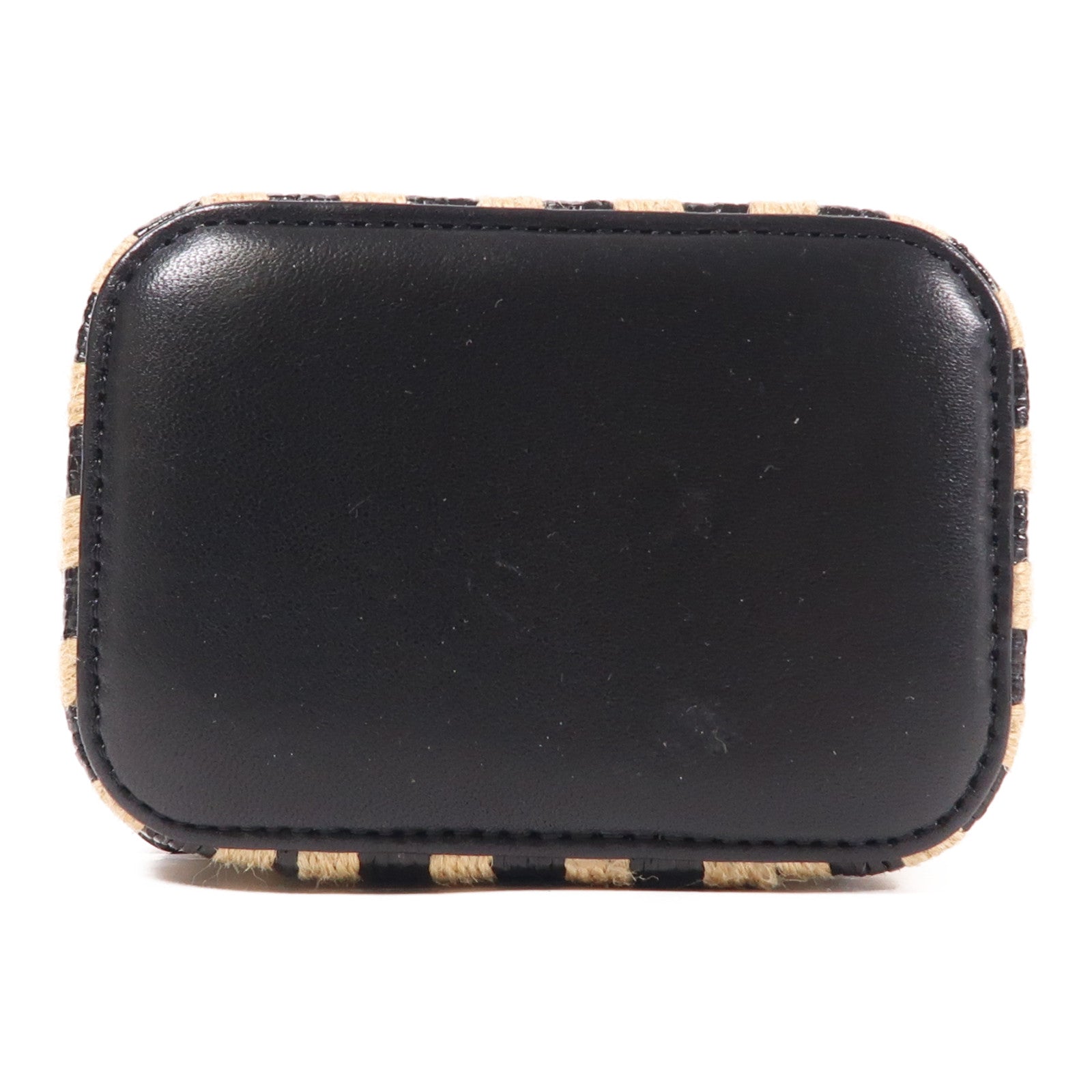 CHANEL CC GHW Vanity Chain Shoulder Bag Raffia Beige/Black