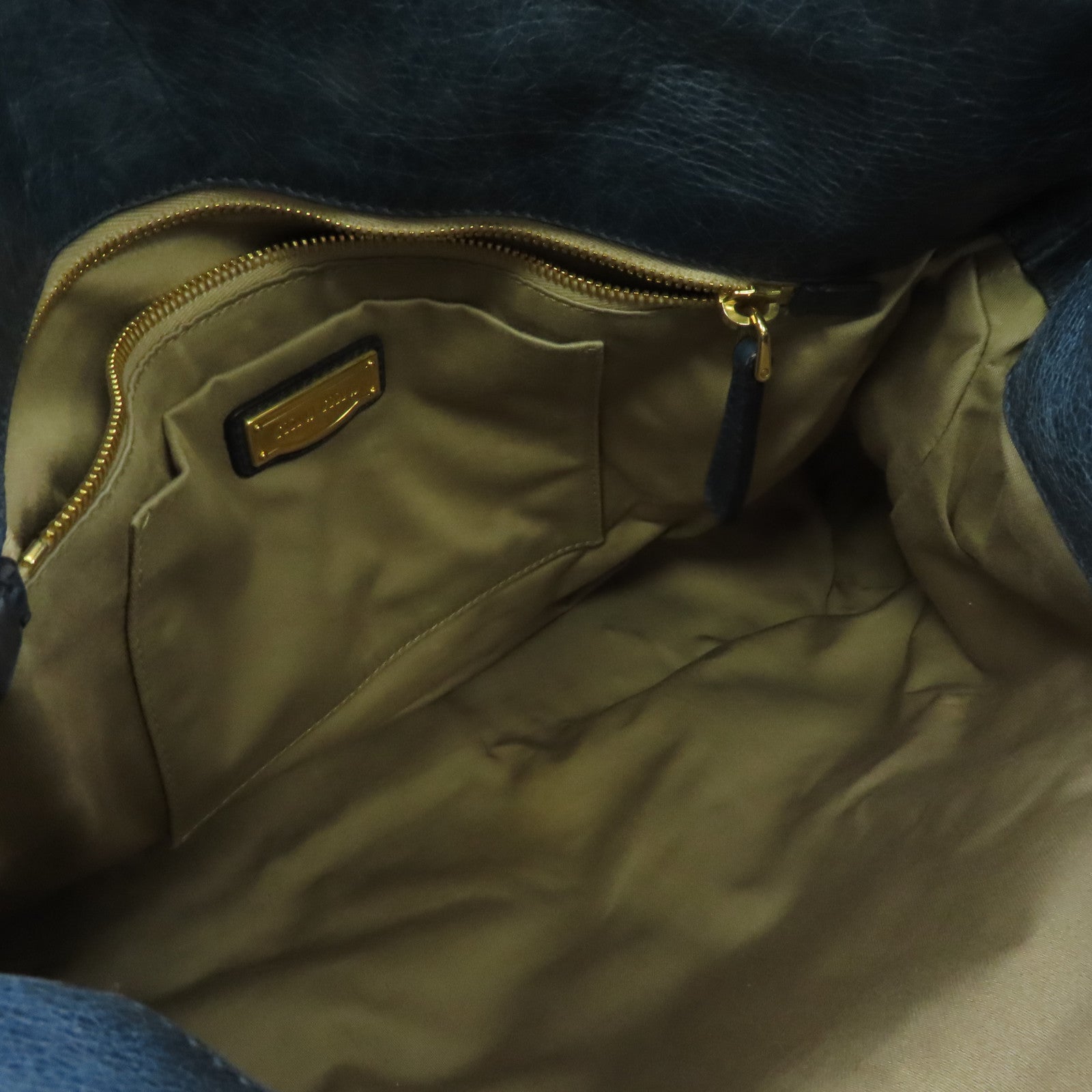 Miu Miu 牛皮皮革2 Way Shoulder金扣手挽肩背兩用袋藍色