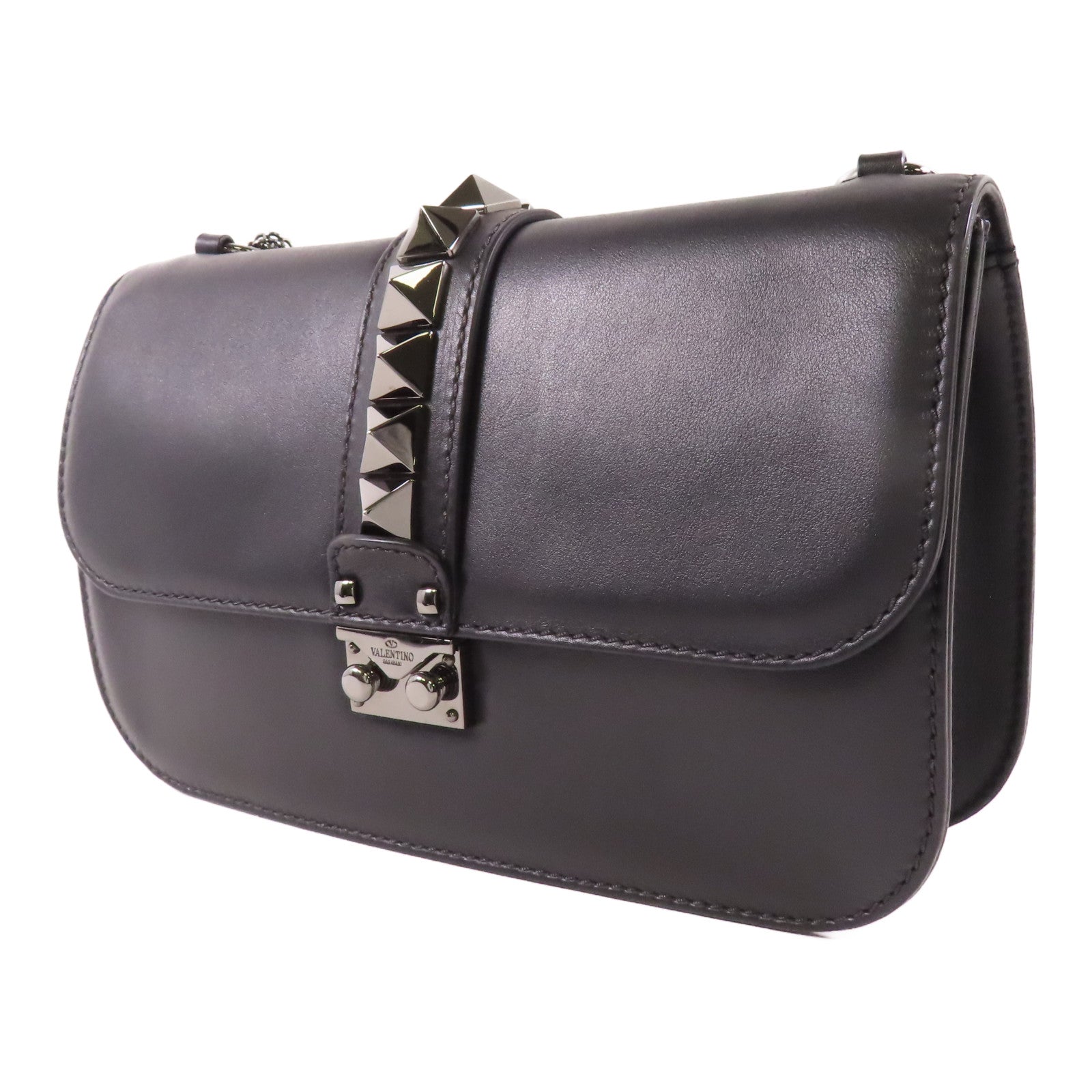 Valentino 【激減優惠】牛皮皮革Glam Lock Shoulder Bag鏈帶肩背袋