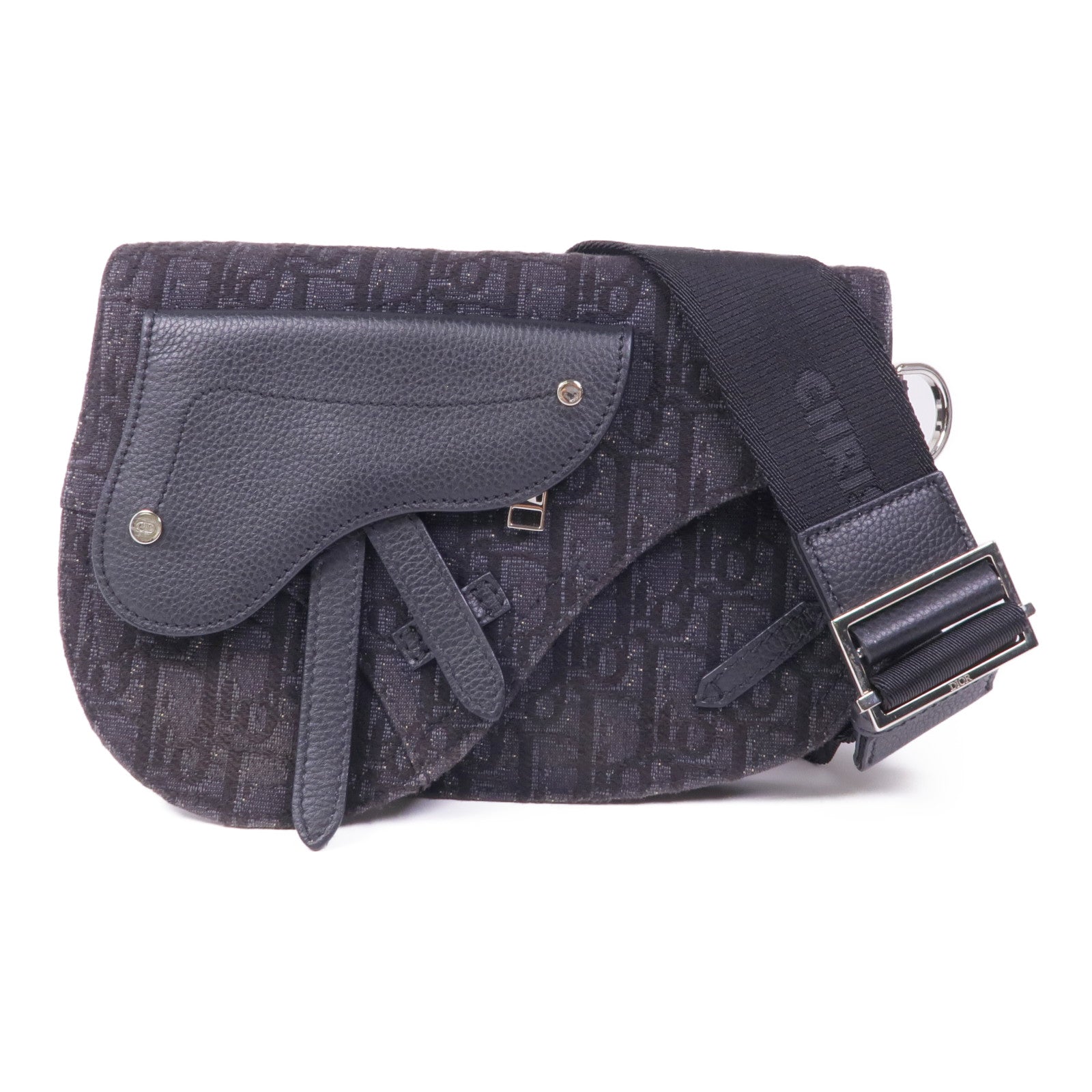 Dior 帆布/皮革Saddle Bag肩背袋