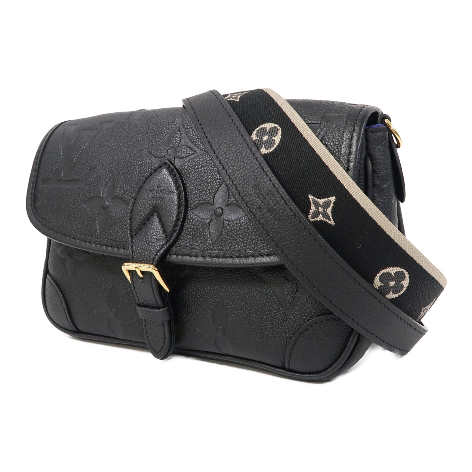 LOUIS VUITTON Monogram Empreinte Diane金扣肩背袋黑色