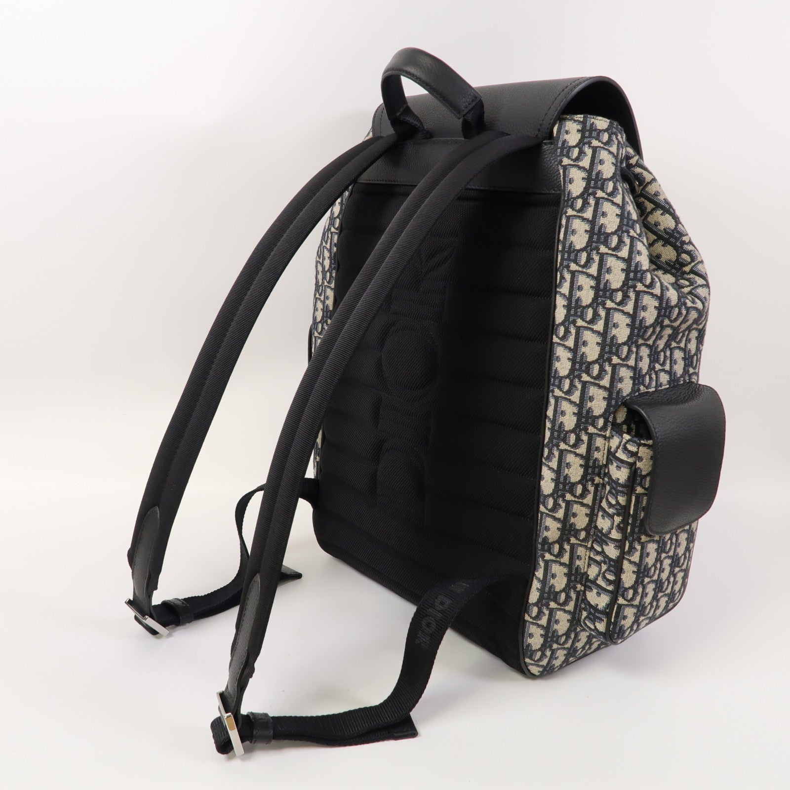 Dior 【激減優惠】帆布Saddle Backpack銀扣背包藍色