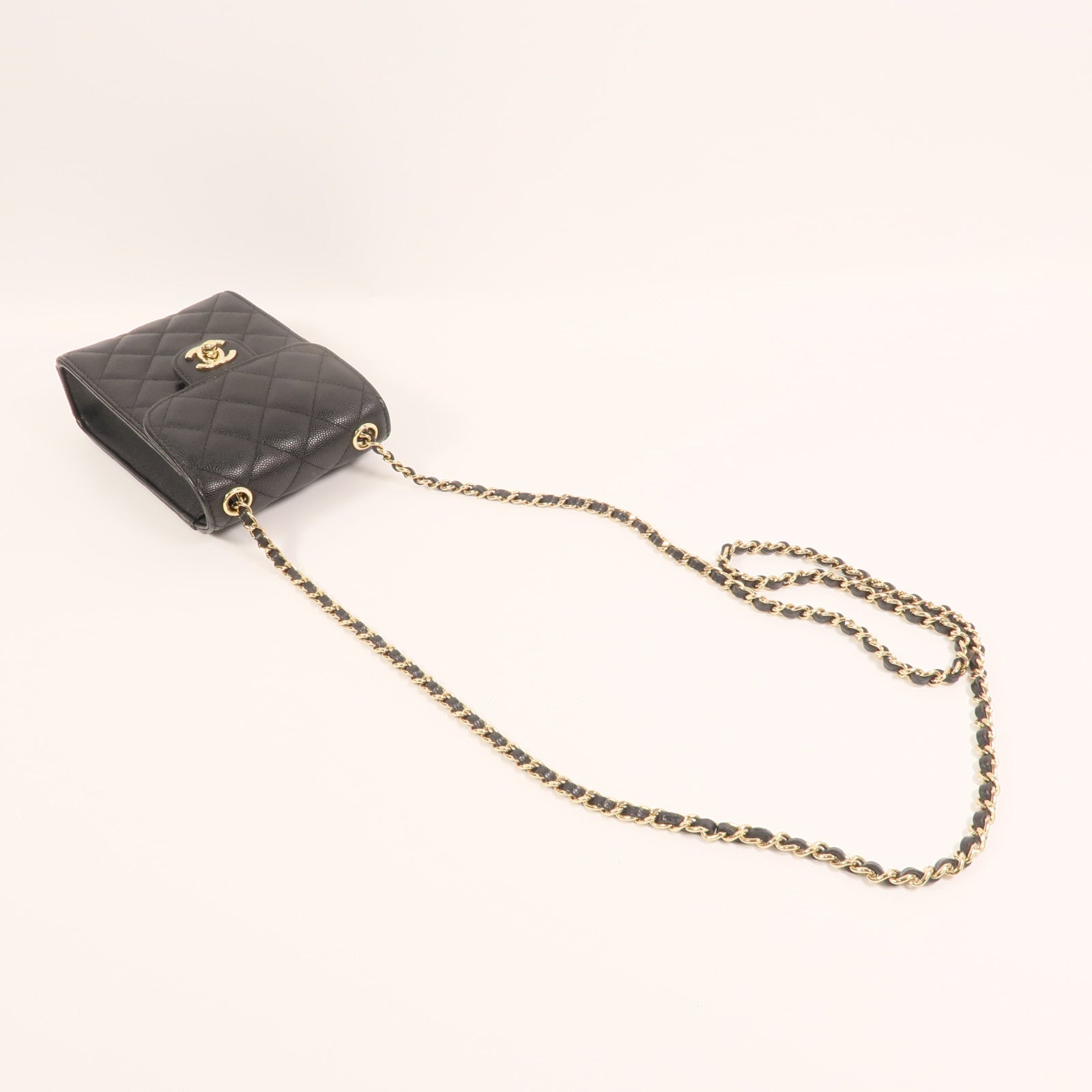 CHANEL 【激減優惠】牛皮皮革Phone Bag金扣鏈帶肩背袋
