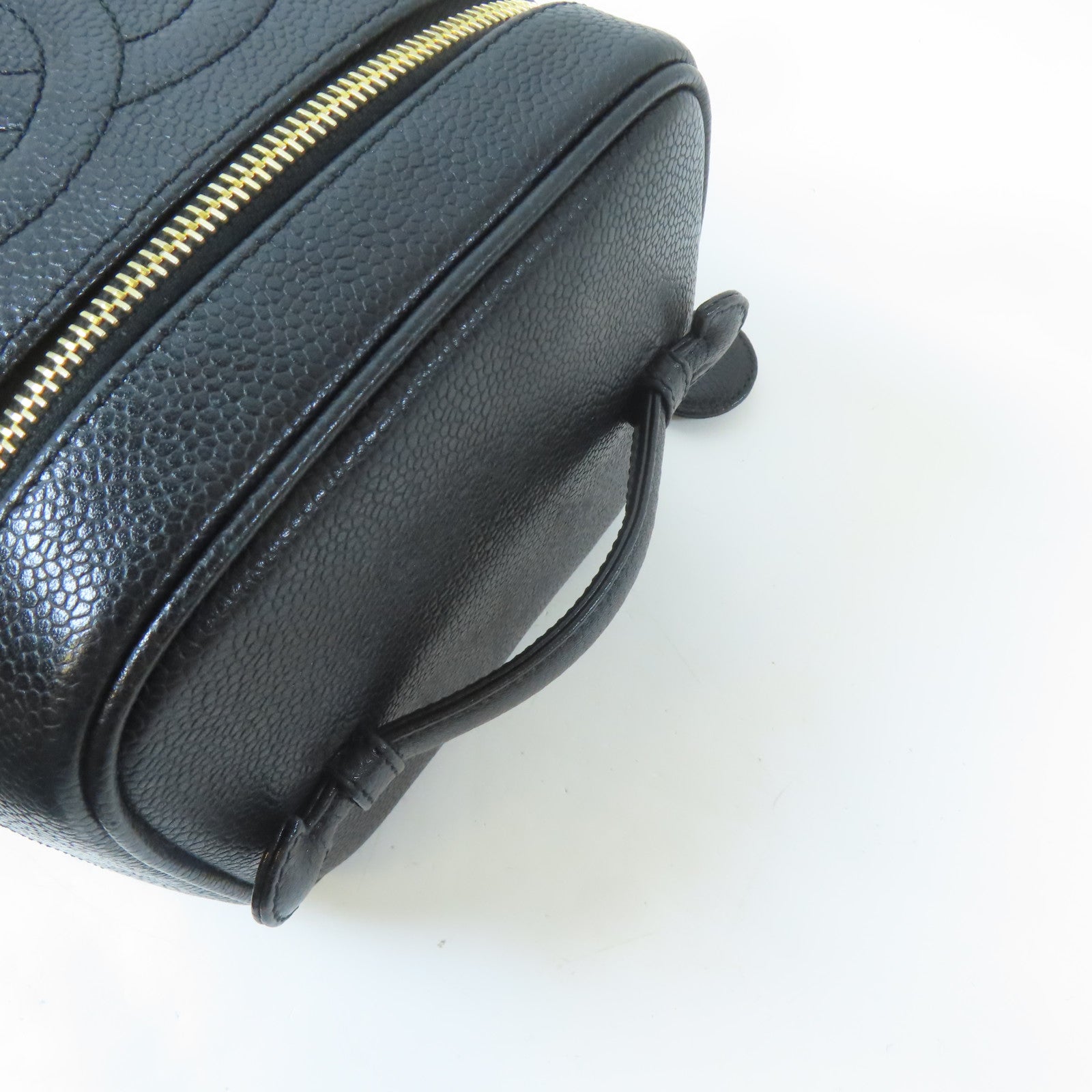 CHANEL 菱格Caviar皮革Vintage Vanity Bag金扣手挽袋黑色