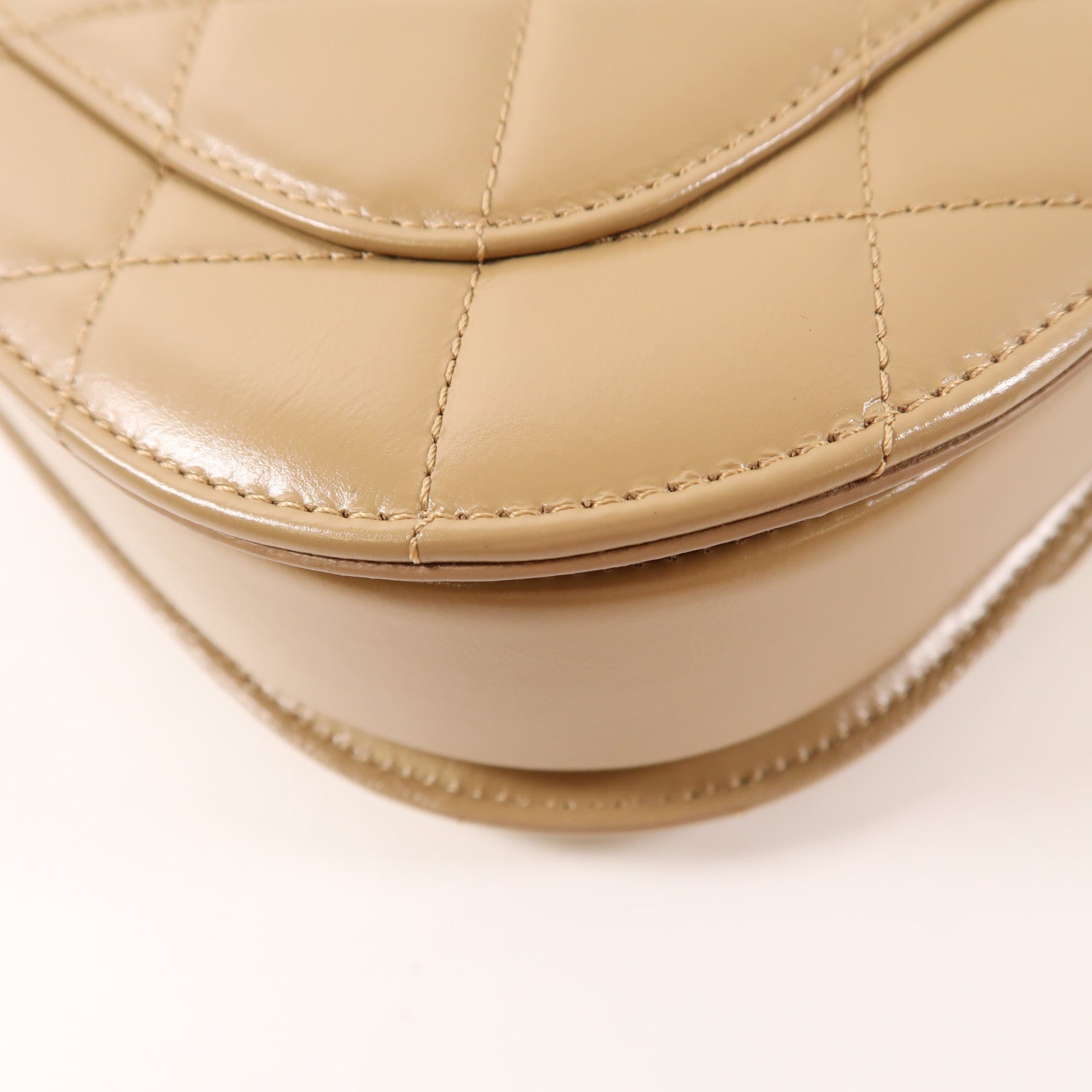 CHANEL 牛皮皮革Chain Shoulder Bag金扣鏈帶肩背袋淺啡色