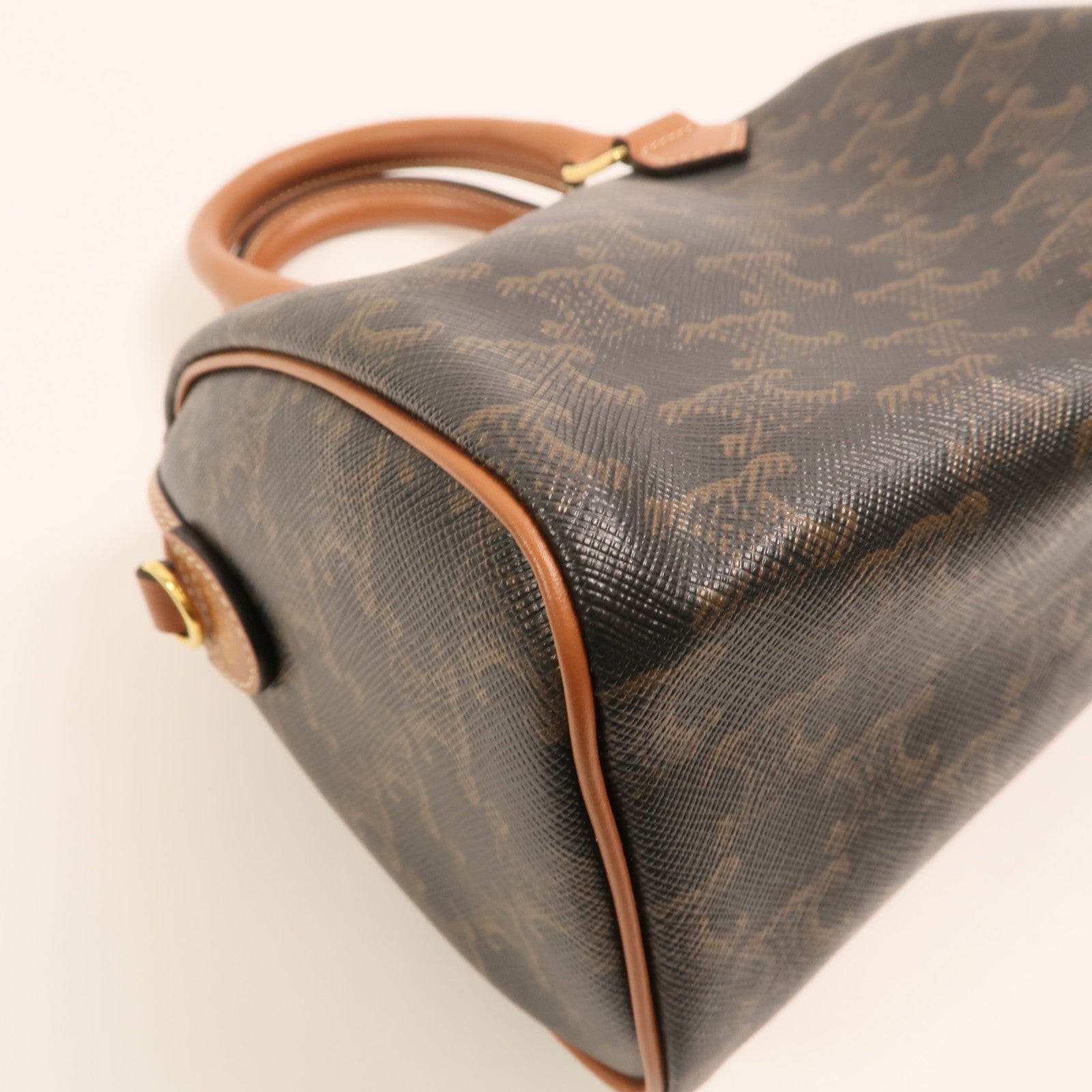 CELINE 塗層帆布Shoulder Bag金扣手挽肩背兩用袋