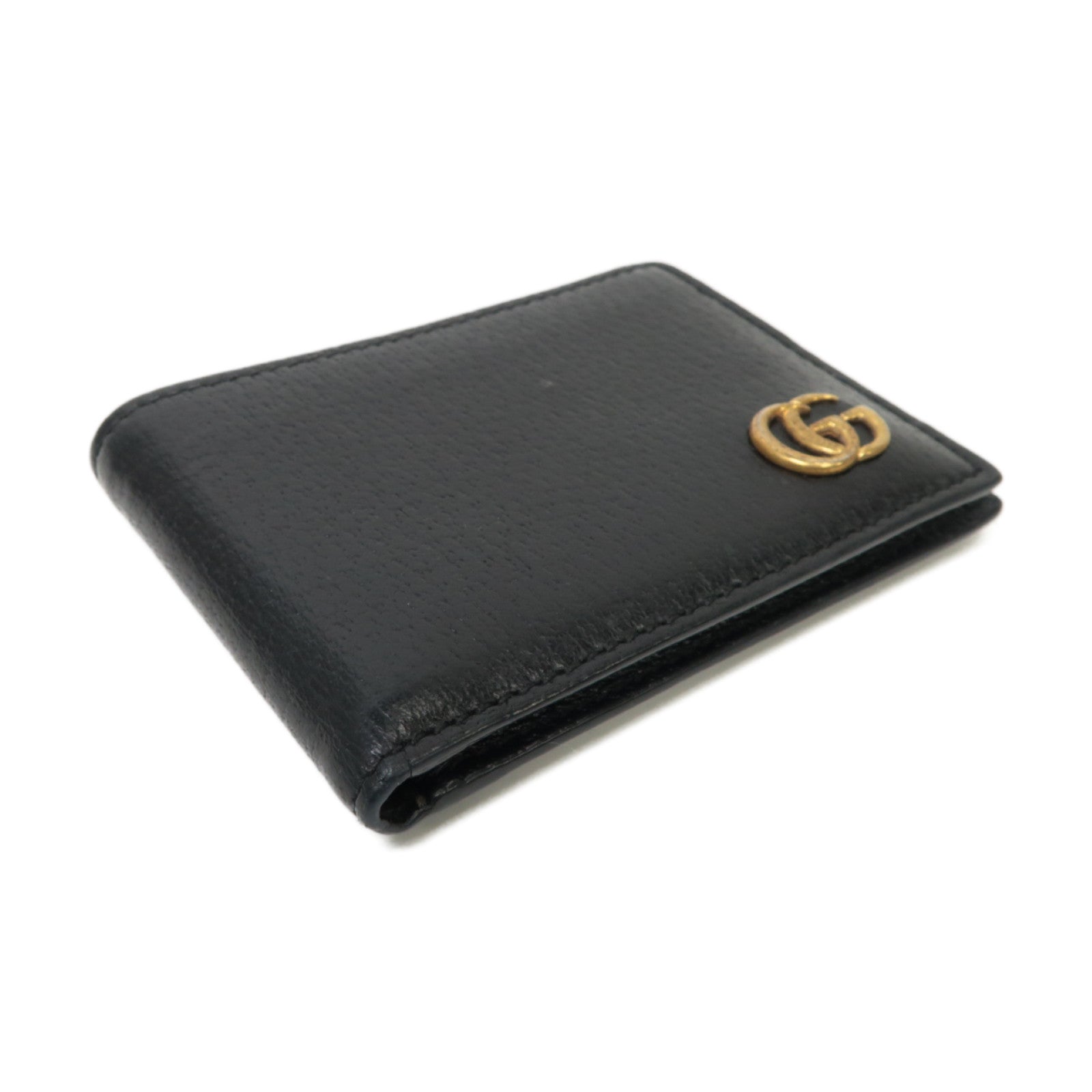 GUCCI 【激減優惠】牛皮皮革Wallet金扣錢包黒色
