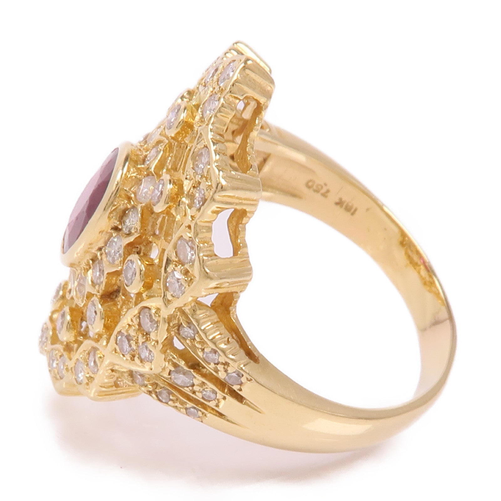 JEWELRY 18K黃金Ruby/Diamond Ring紅寶石/鑽石戒指US#8