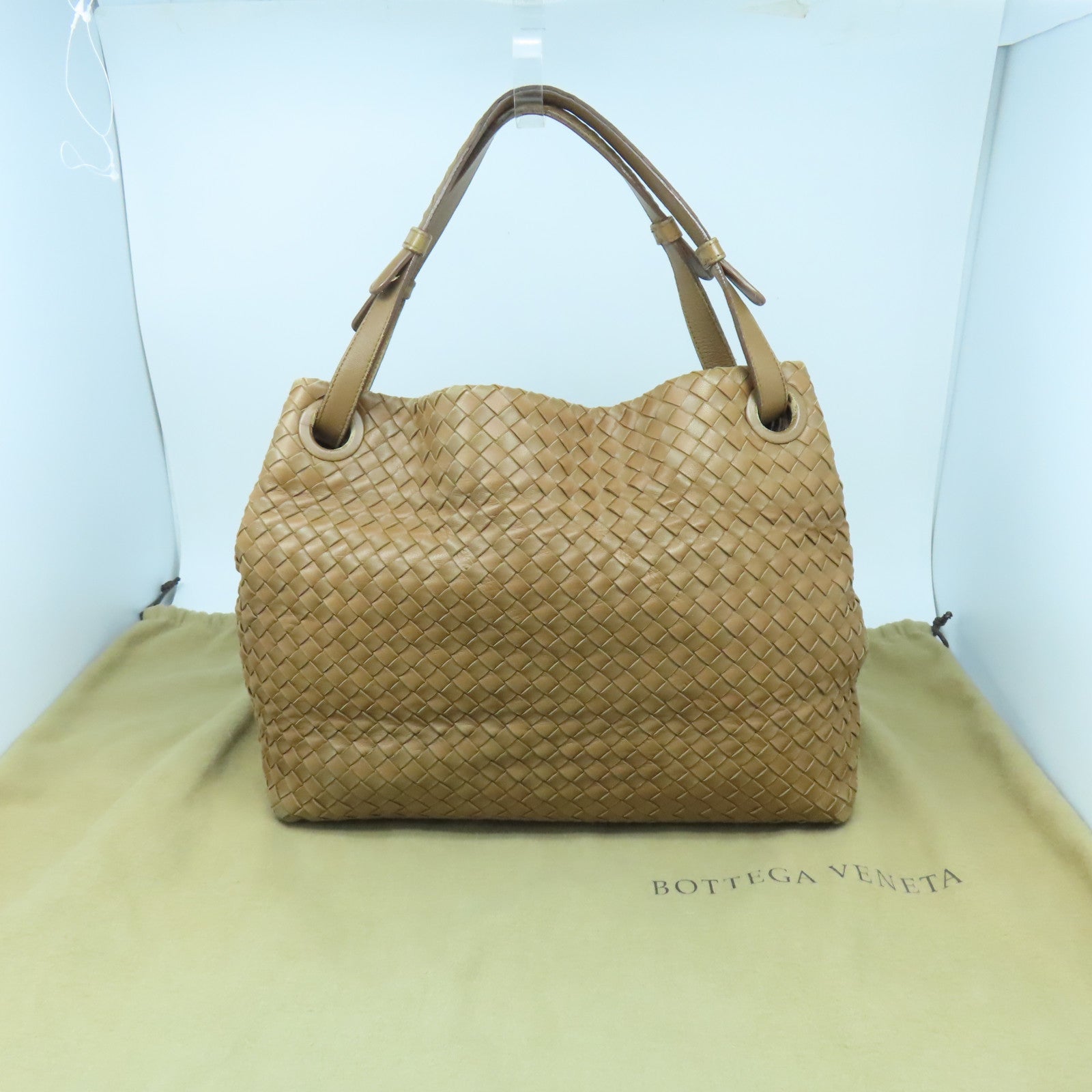BOTTEGA VENETA 【激減優惠】羊皮皮革Shoulder Bag金扣肩背袋啡色
