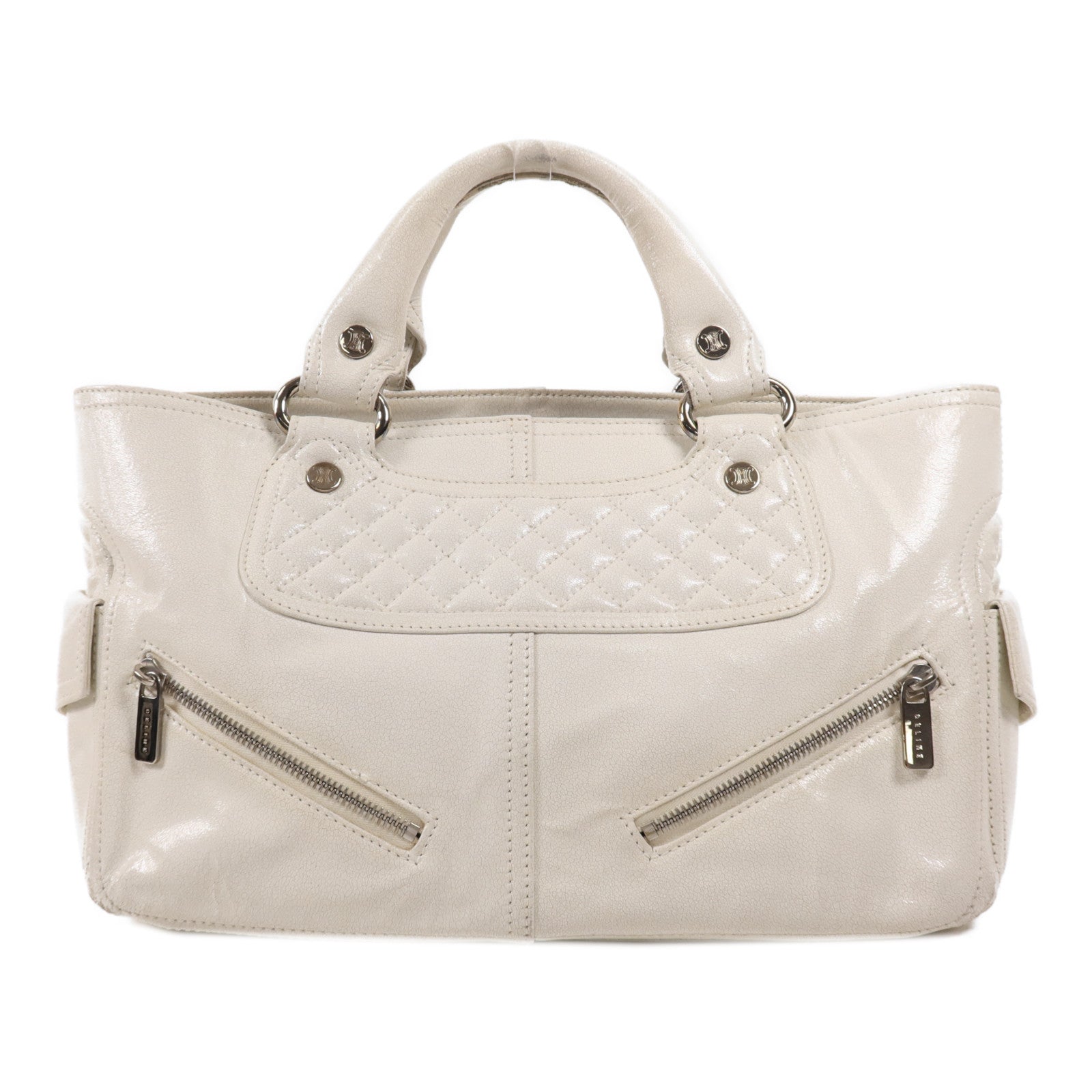 CELINE 牛皮皮革Boogie銀扣手挽袋