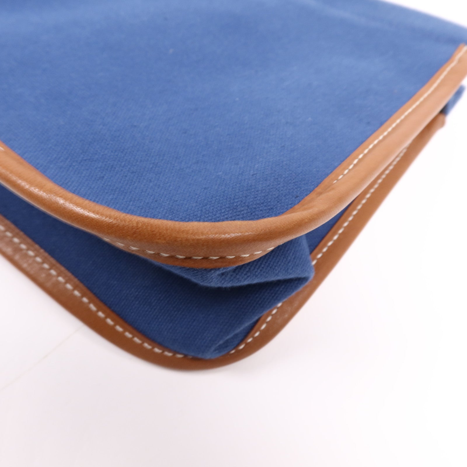 HERMES Swift皮革/棉質Embroidery Logo Camaiueu Pouch銀扣手拿包