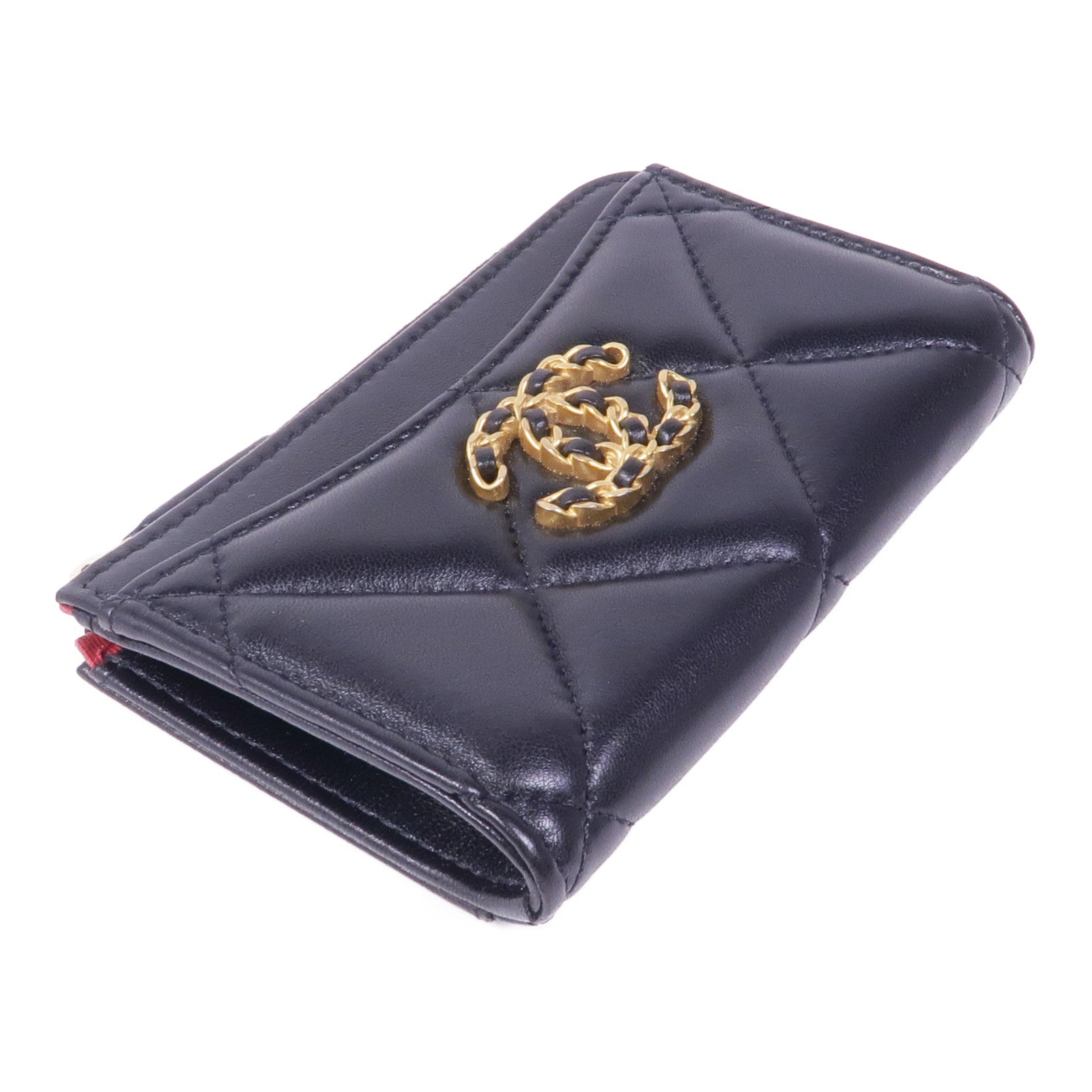 CHANEL 羊皮皮革C19 Card Case金扣卡片套