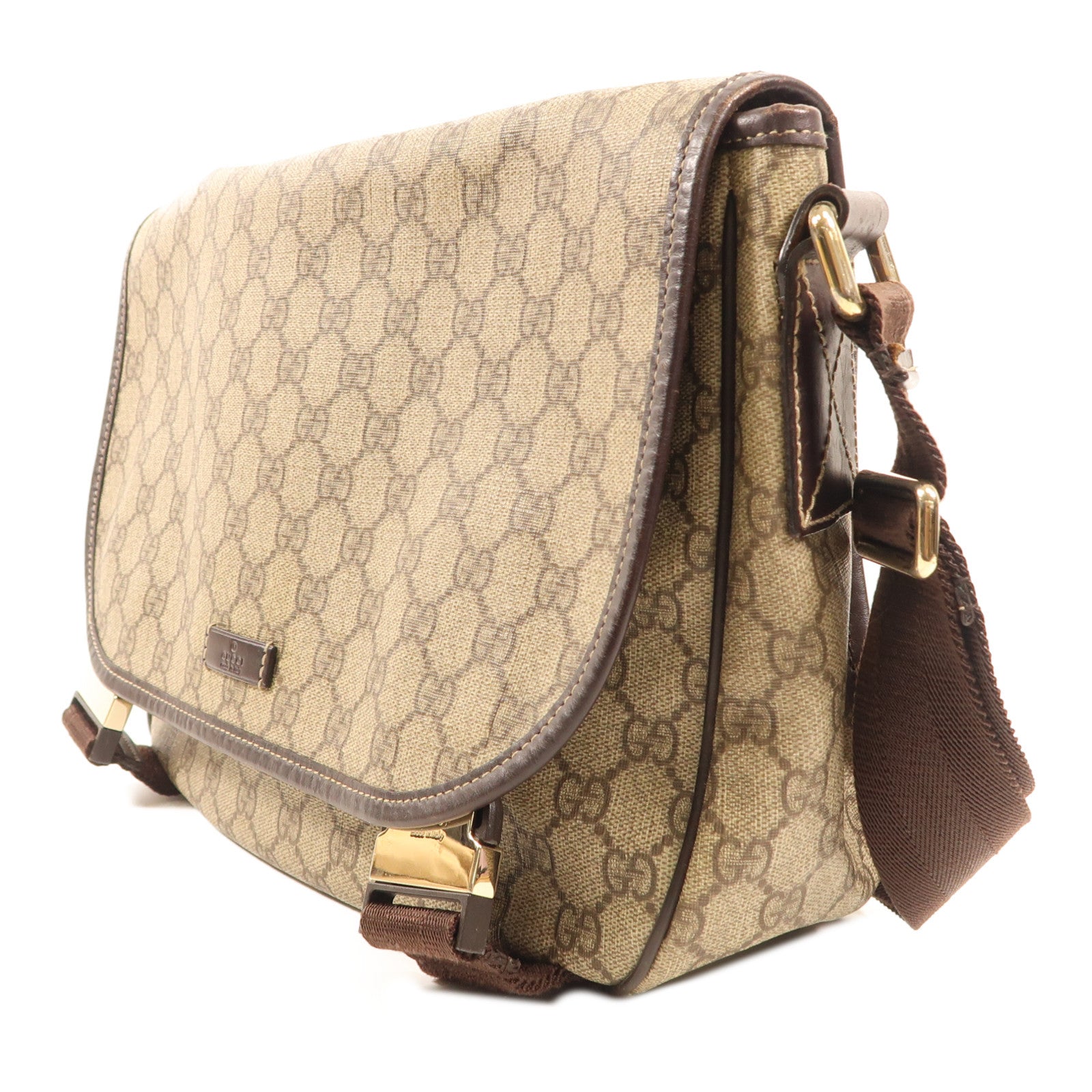 GUCCI 塗層帆布Shoulder Bag金扣肩背袋