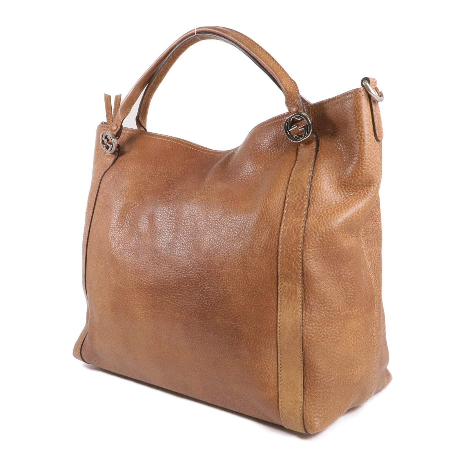 GUCCI 牛皮皮革2way Shoulder Bag銀扣手挽肩背兩用袋