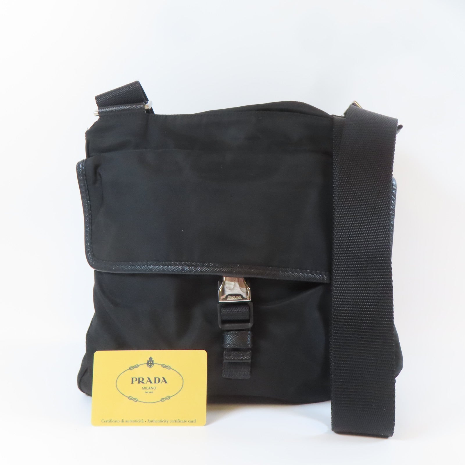 PRADA 尼龍Shoulder Bag銀扣肩背袋黑色