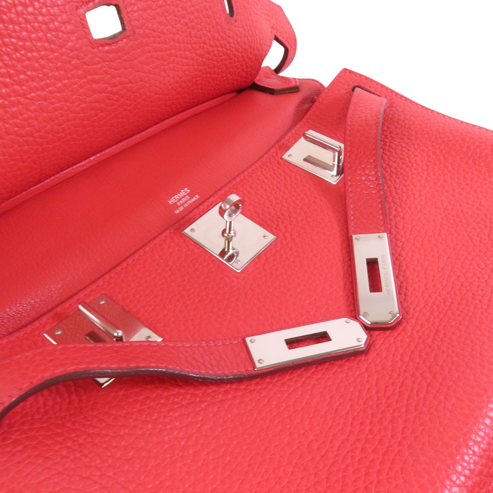 HERMES Clemence皮革Jypsiere 28銀扣肩背袋