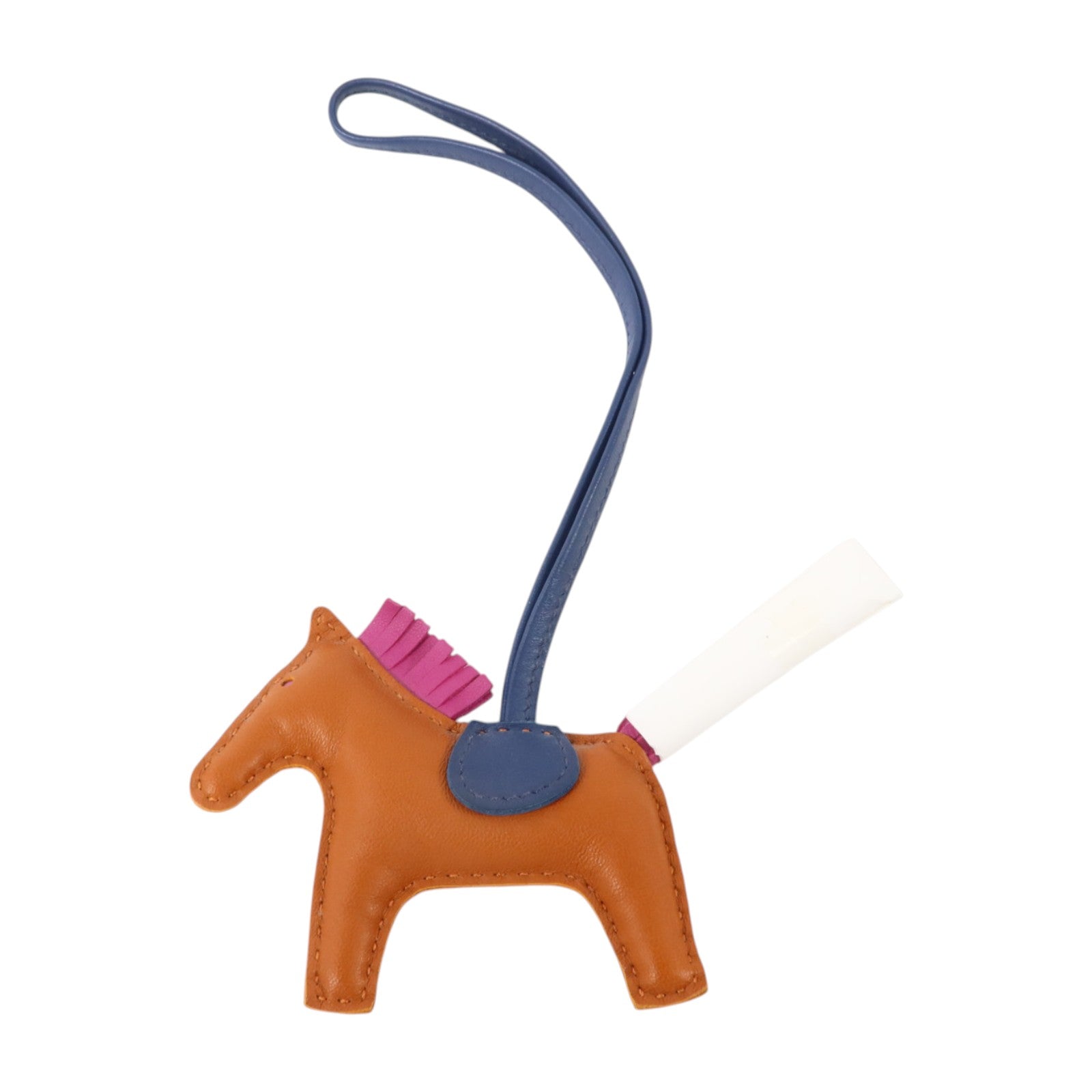 HERMES Milo皮革Rodeo PM掛飾Gold/Bleu Saphir/Rose Purple