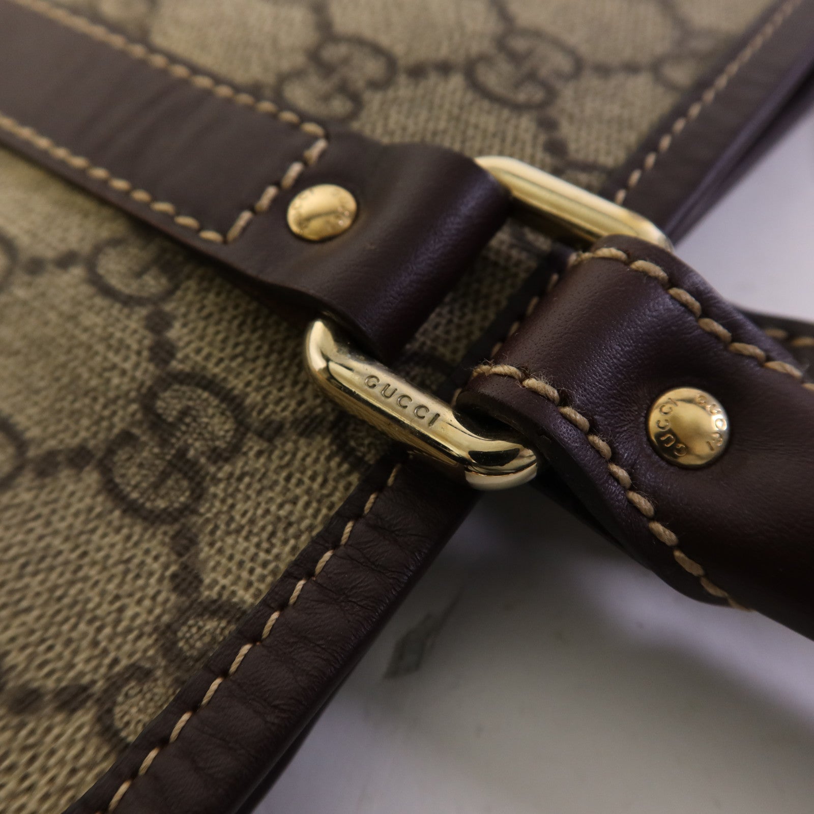 GUCCI 【激減優惠】塗層帆布Tote Bag金扣手挽袋