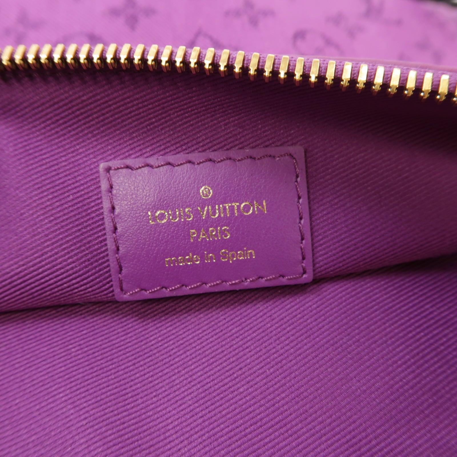 LOUIS VUITTON Monogram Flat Messenger Bag金扣肩背袋棕色/紫色