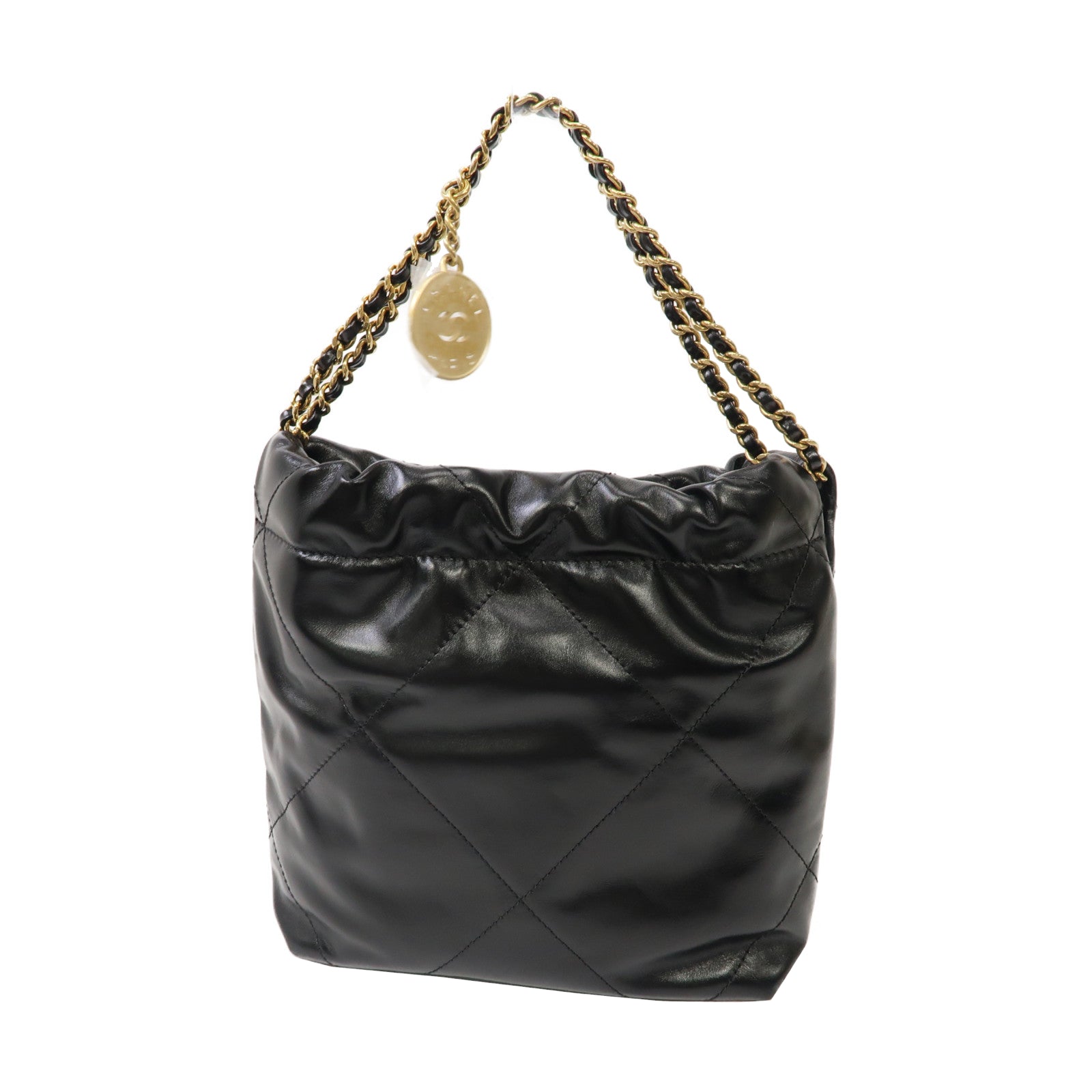 CHANEL 菱格牛皮皮革Chanel 22 Mini金扣肩背袋黑色