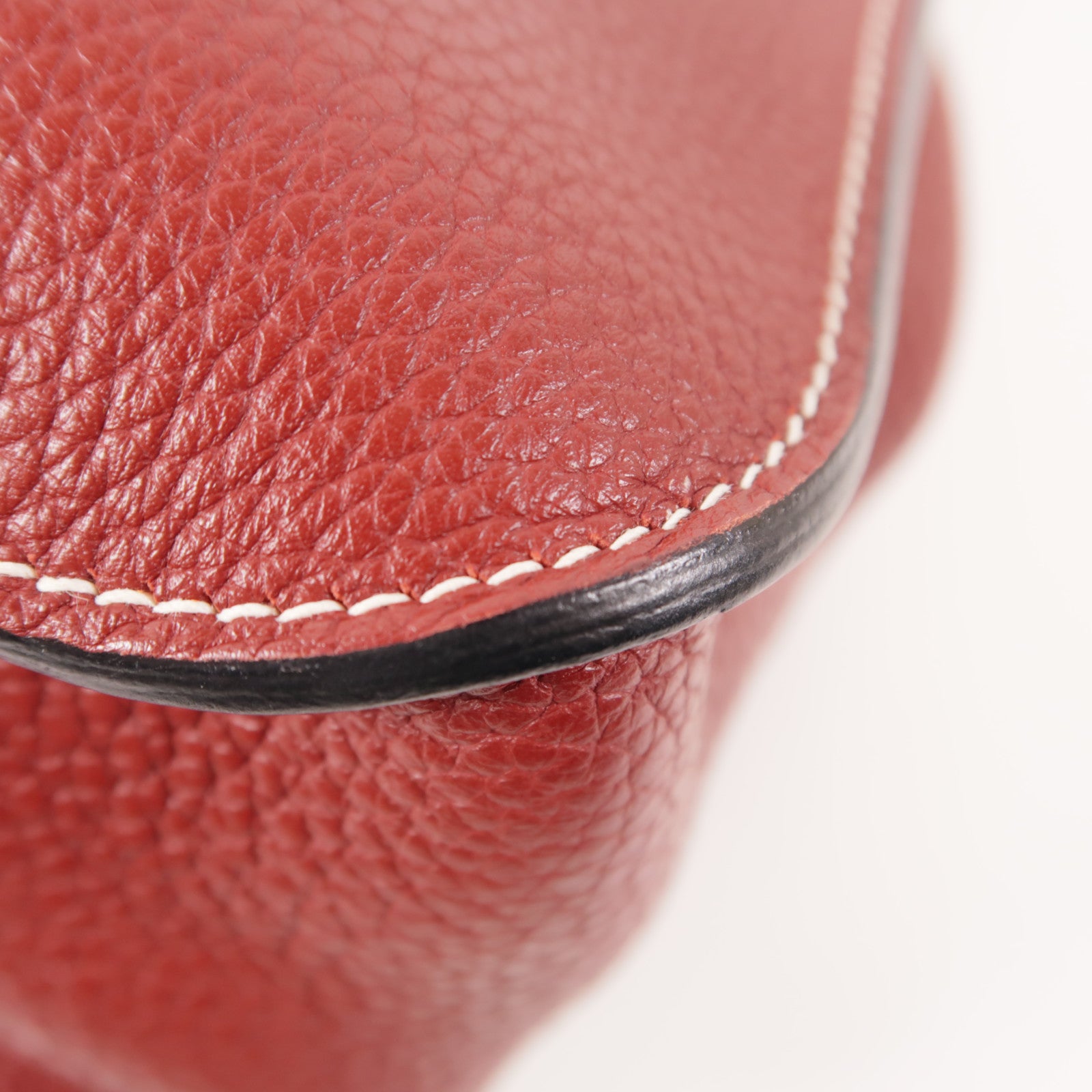HERMES Clemence皮革Halzan 31銀扣手挽肩背兩用袋Rouge H紅色