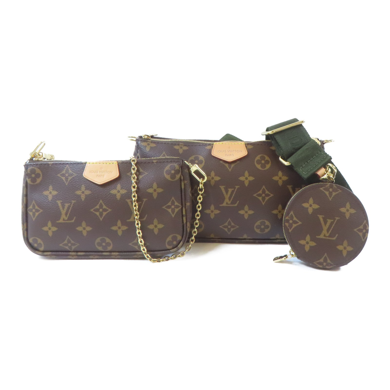 LOUIS VUITTON Monogram Multi Pochette Accessories金扣肩背袋啡色