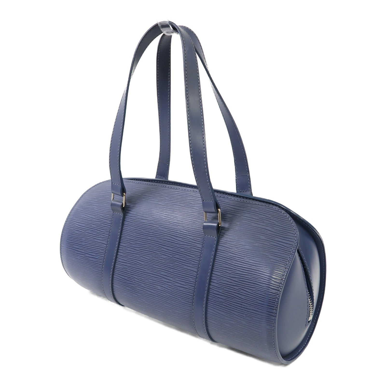 LOUIS VUITTON Epi Soufflot銀扣手挽袋藍色